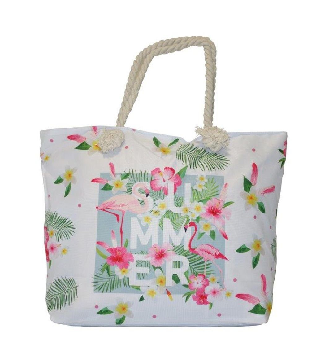 Antonio Strandtasche Strandtasche Tasche Motiv Summer Tropic Art: Nr. 79 - Summer - Weiß