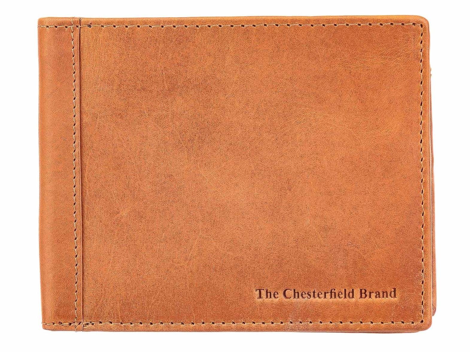 The Brand (1-tlg), RFID cognac Leder Chesterfield Geldbörse Scheintasche