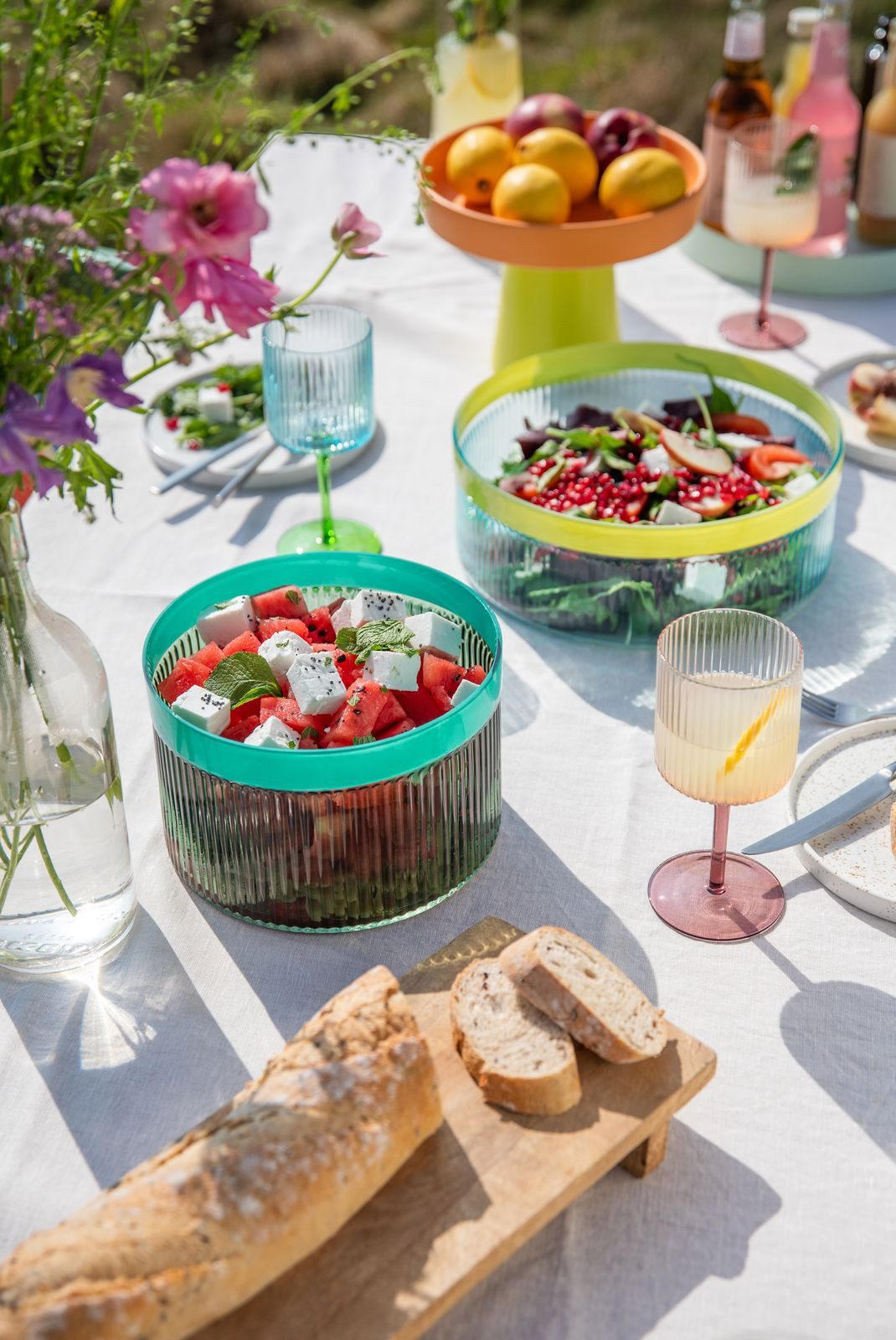 Remember Dekoschale Glasschale GROOVE - L Blue, Remember Glasschale GROOVE L Blue