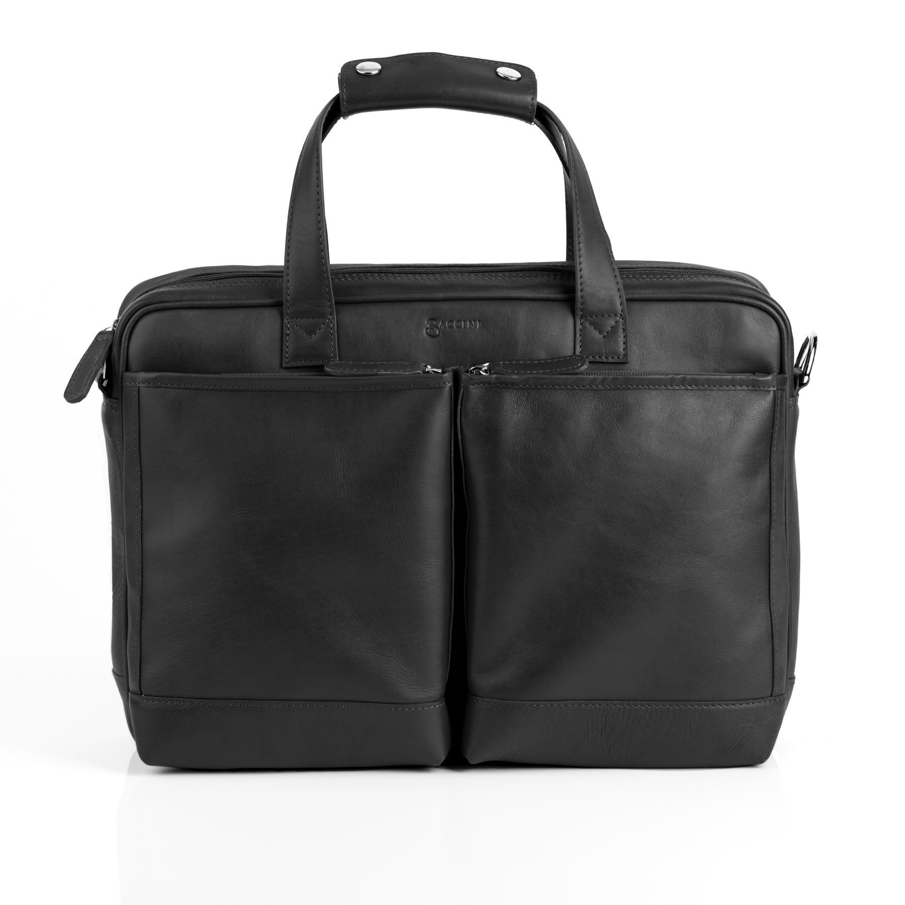 BACCINI Messenger Bag echt Leder Aktentasche 15 Zoll Laptop Fach schwarz, Laptoptasche 15,4 Zoll, Arbeitstasche Umhängetasche Herren schwarz
