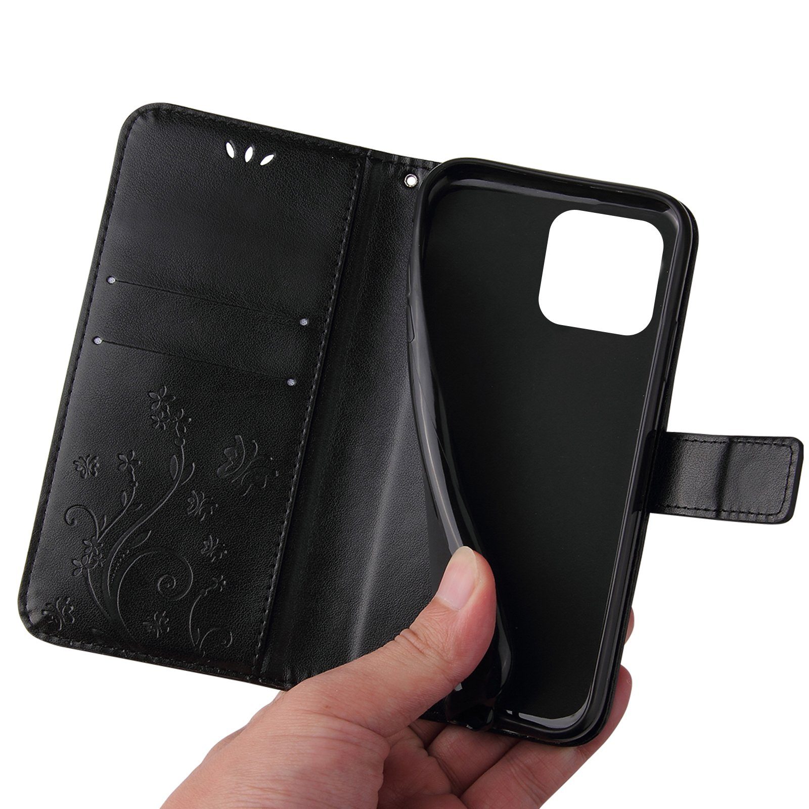 Tec-Expert Handyhülle Cover Tasche Hülle für Apple iPhone 11 Pro Max 6,5 Zoll, Klapphülle Case mit Kartenfach Fliphülle aufstellbar, Motiv Blumen