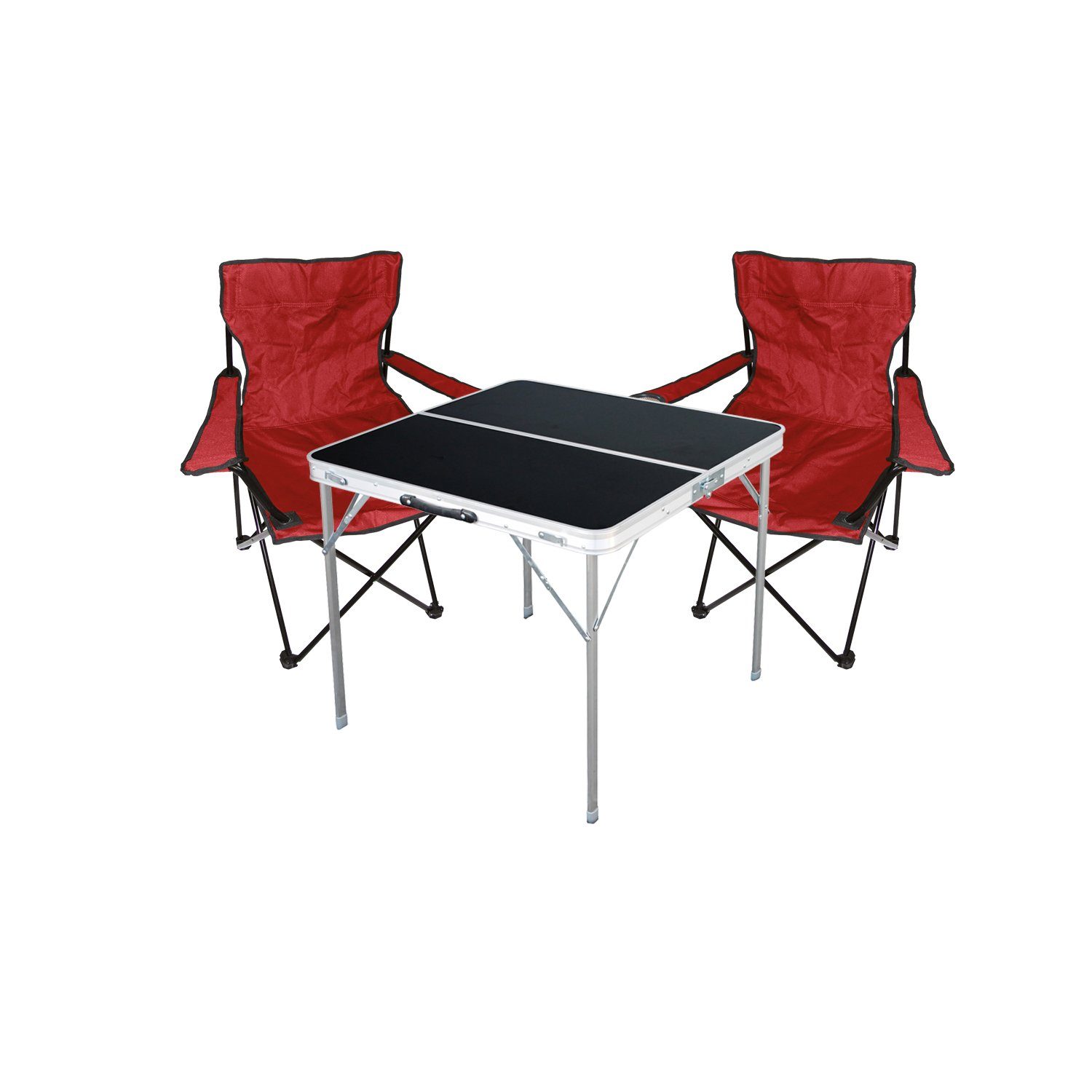 rot 3-teiliges Campingstühle Tisch Tasche Set mit Campingmöbel Mojawo Essgruppe + 2
