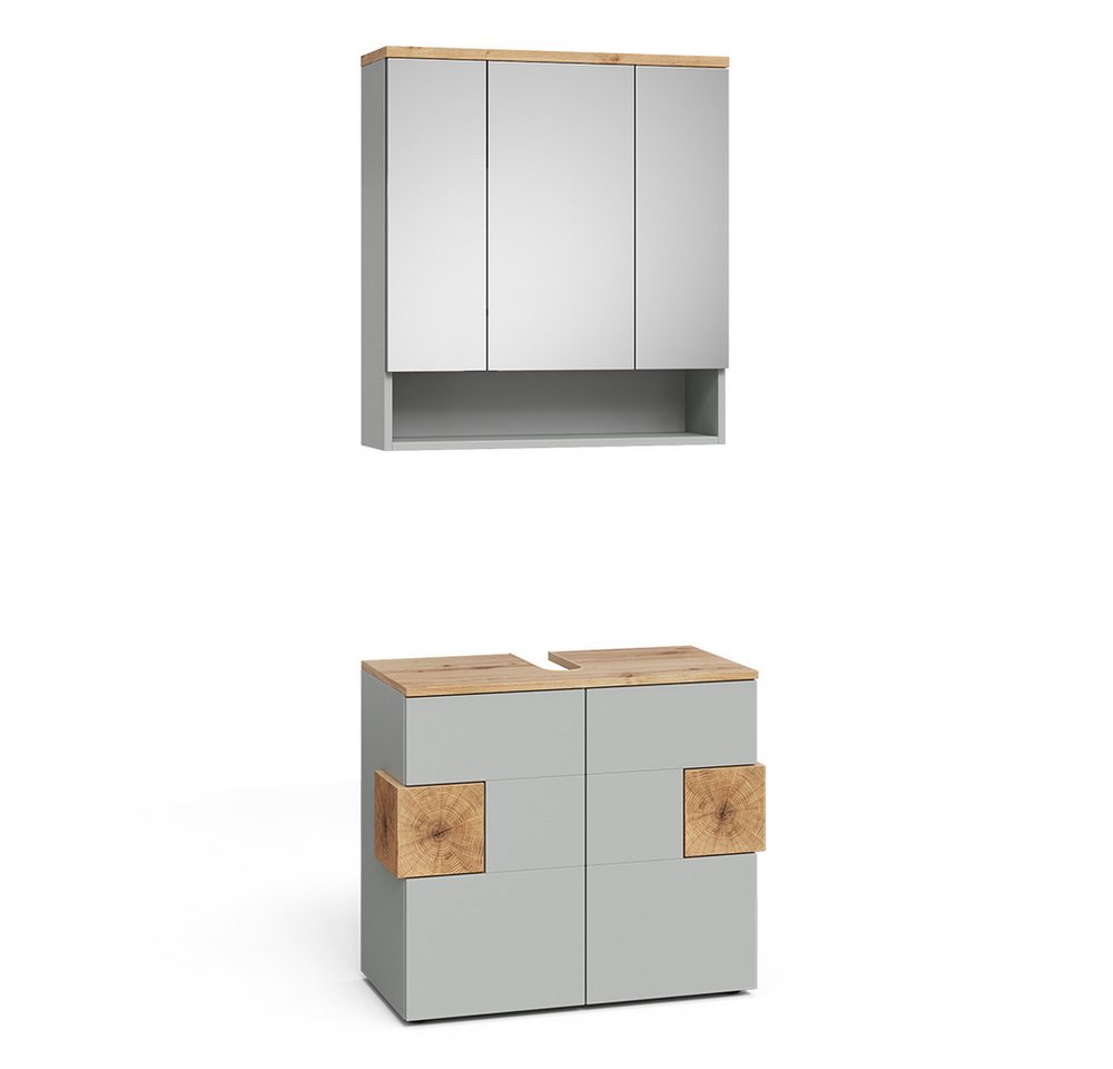 Vicco Badmöbel-Set Eden, Grau, 2-teilig, (2-St., 2er Set)