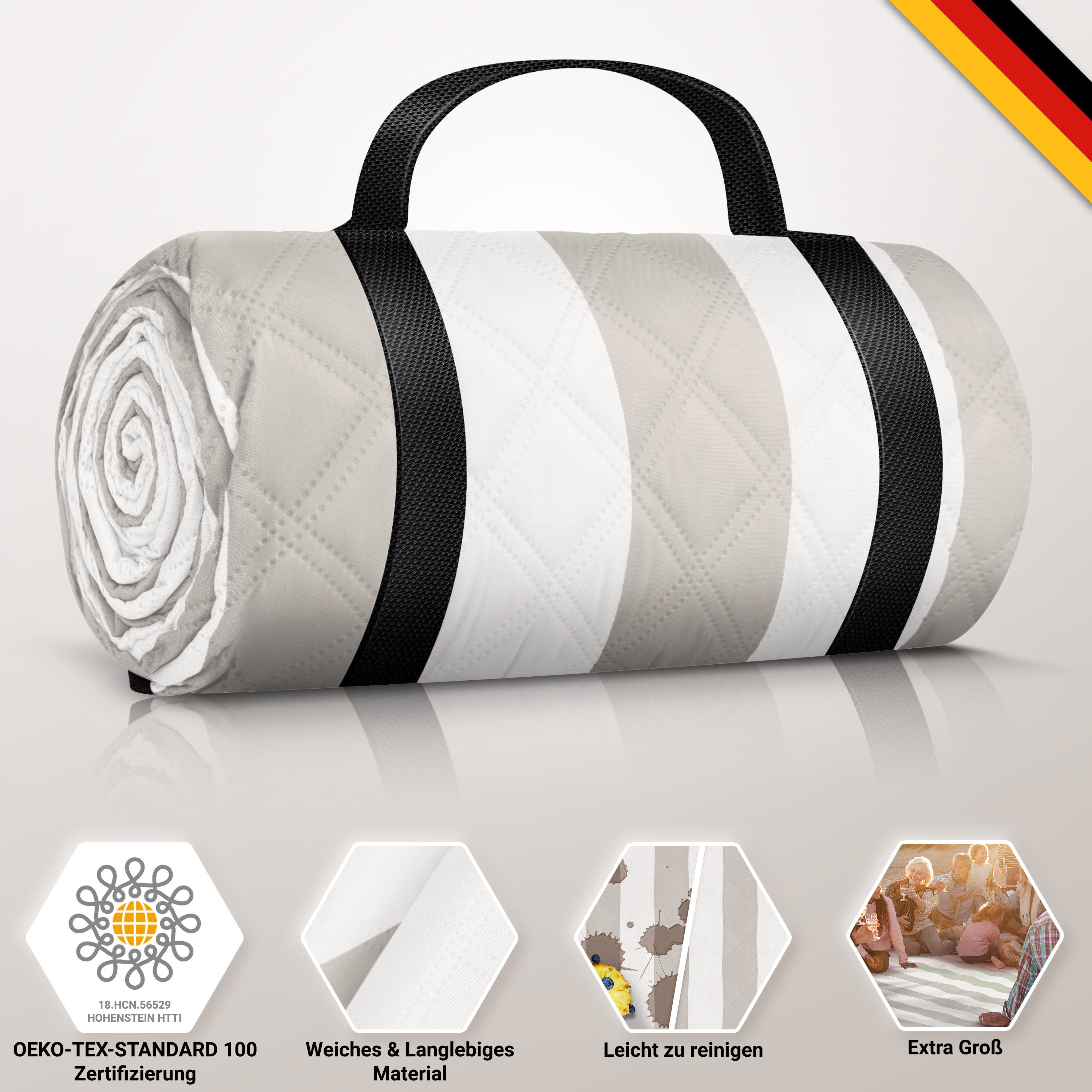 Picknickdecke HOEL® Picknickdecke 200x200 cm wasserabweisend + isoliert XXL, HOEL