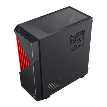 GAMEMAX Gaming-Gehäuse Contac COC BR Midi-Tower 2xUSB3.0, HD-Audio, ATX, schwarz/rot, gehärtetes Glas