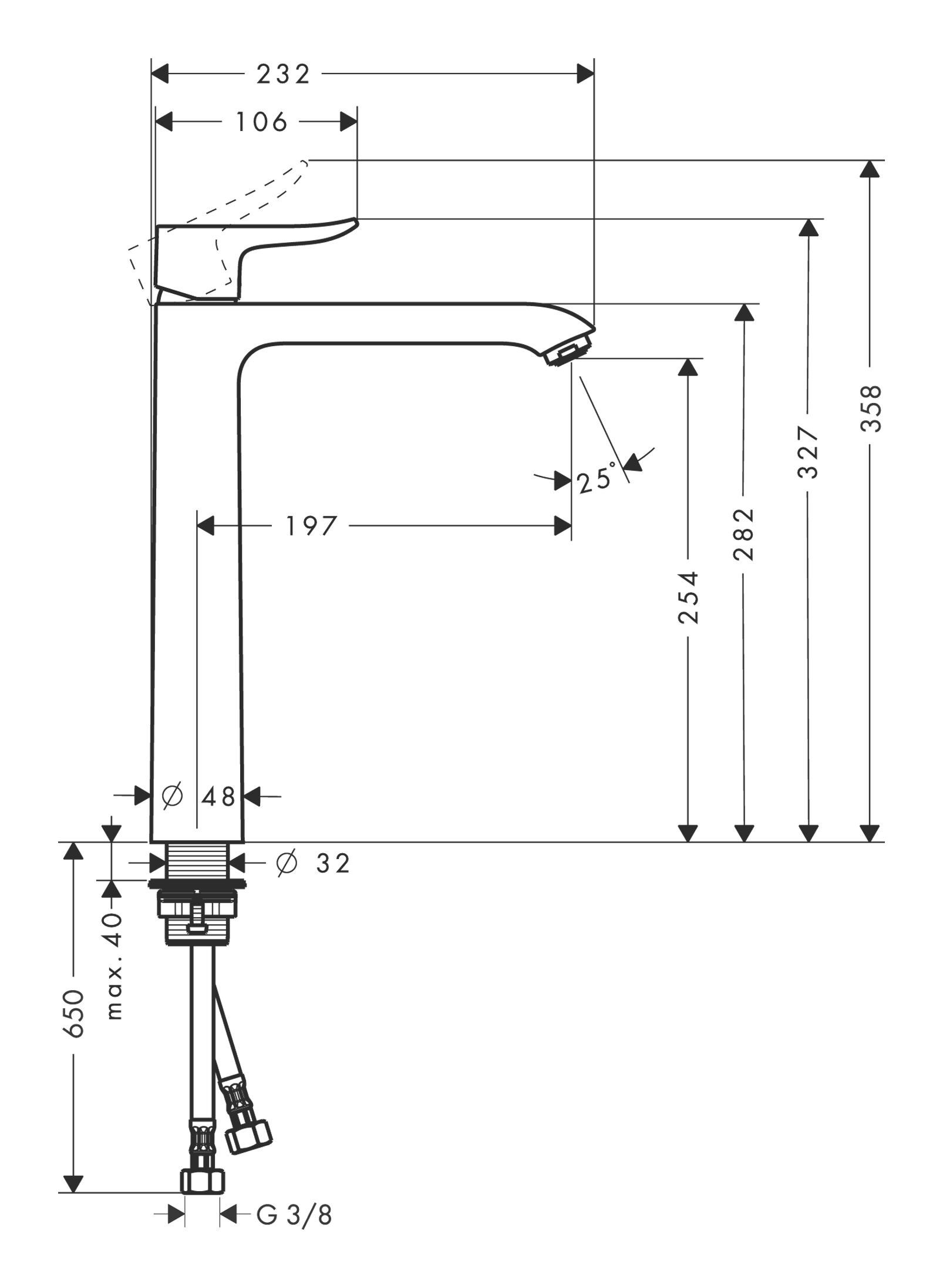 hansgrohe Metris Chrom Einhebel-Waschtischmischer 260 Waschtischarmatur -