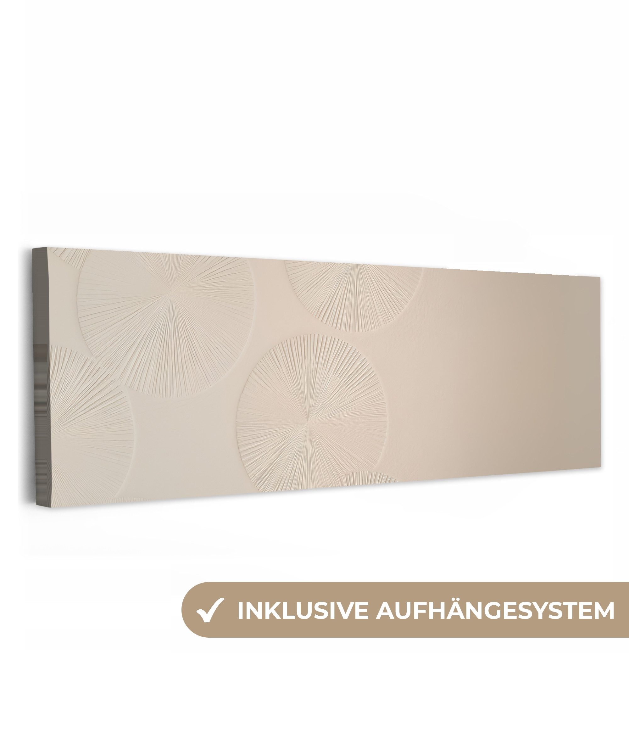 OneMillionCanvasses® Leinwandbild Panorama Japandi - Beige - Modern, Fotodruck (1 St), Wandbild, Deko Schlafzimmer Wohnzimmer Flur 60x20 cm