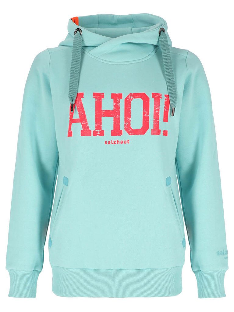 salzhaut Kapuzenpullover Damen Hoodie Sünn mit Ahoi-Print - Unifarbener Pulli mit Kapuze