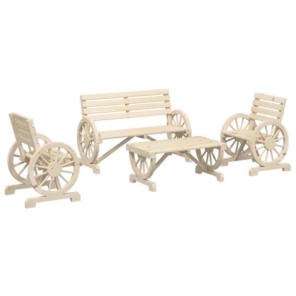 vidaXL Gartenlounge-Set 4-tlg. Garten-Lounge-Set Massivholz Tanne, (1-tlg)