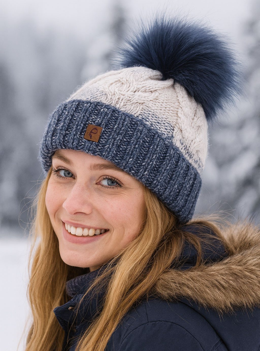 Faera Bommelmütze Wintermütze Damen Herren Mütze Beanie Haube gefüttert Bommelmütze