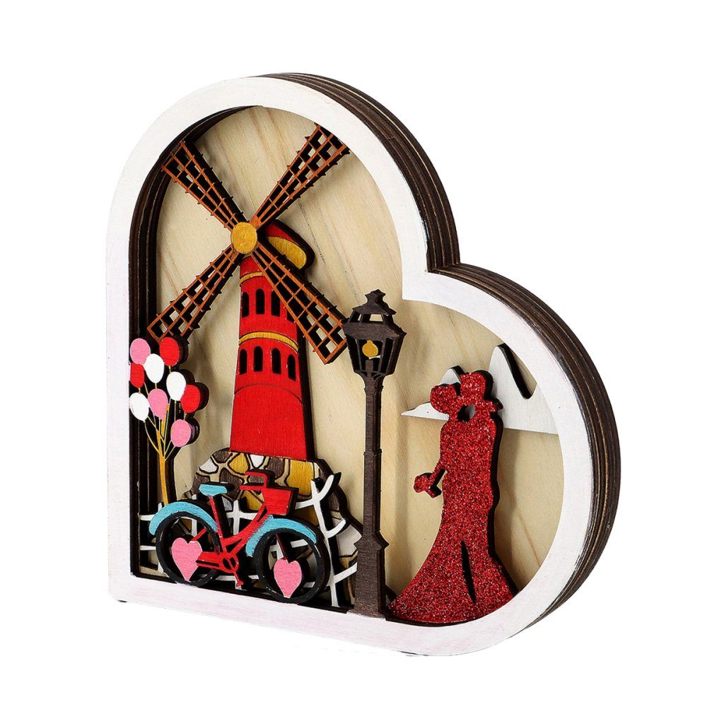 Dekofigur Hochzeitstag Geschenk, Hochzeitstag Bizaical Herz Holz (1 St) mit zum Gravur,Geschenke
