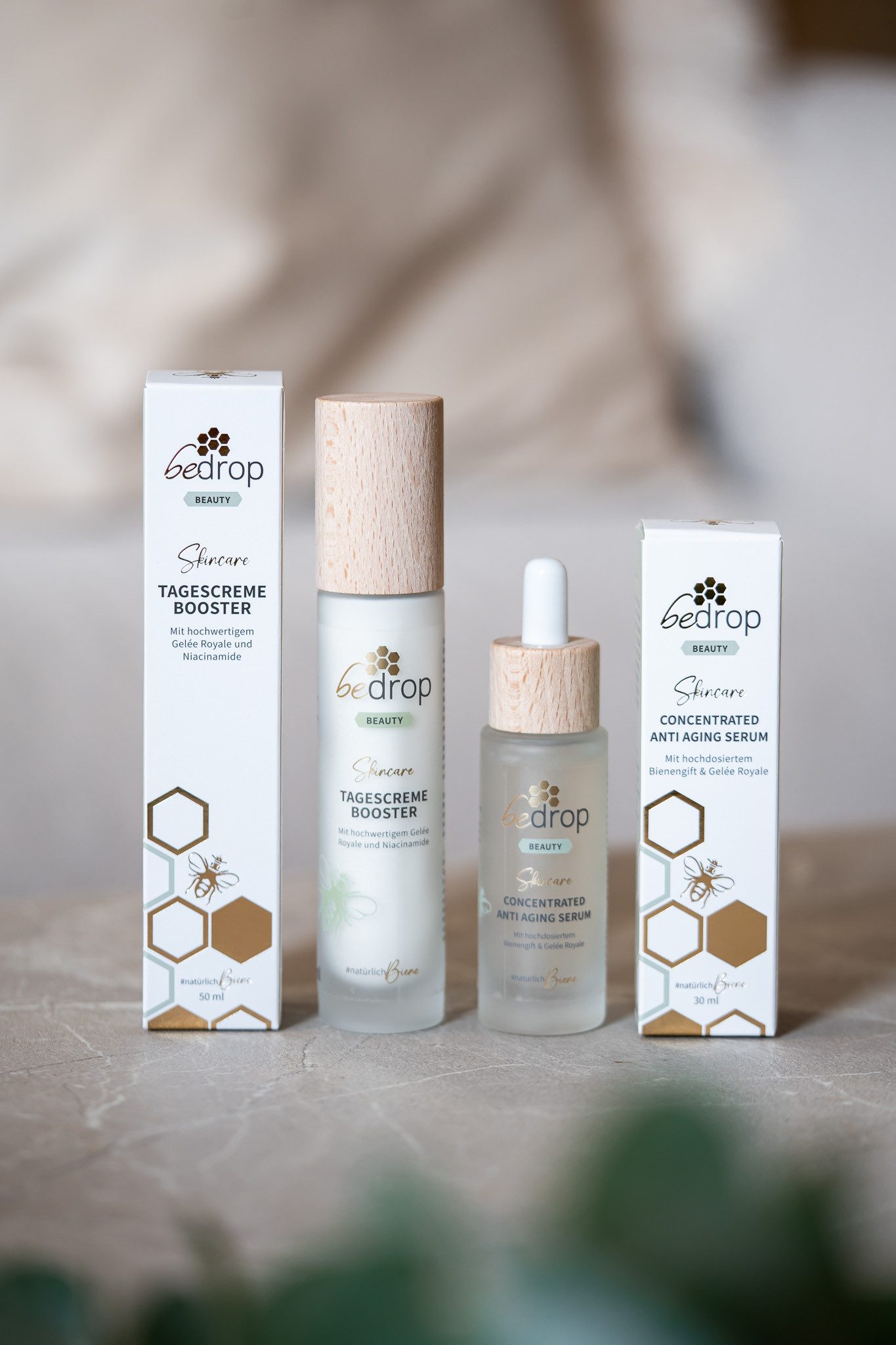 bedrop Hautpflege-Set Skin Care Set, CONCENTRATED Anti-Aging Serum & Tagescreme Booster, Bienenpower für natürliche Falten- und Gesichtspflege