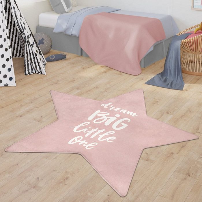 Kinderteppich Teppich Kinderzimmer Kinderteppich Babymatte Jungs Mädchen Sternen Form Dream Big TT Home eckig Höhe: 8 mm