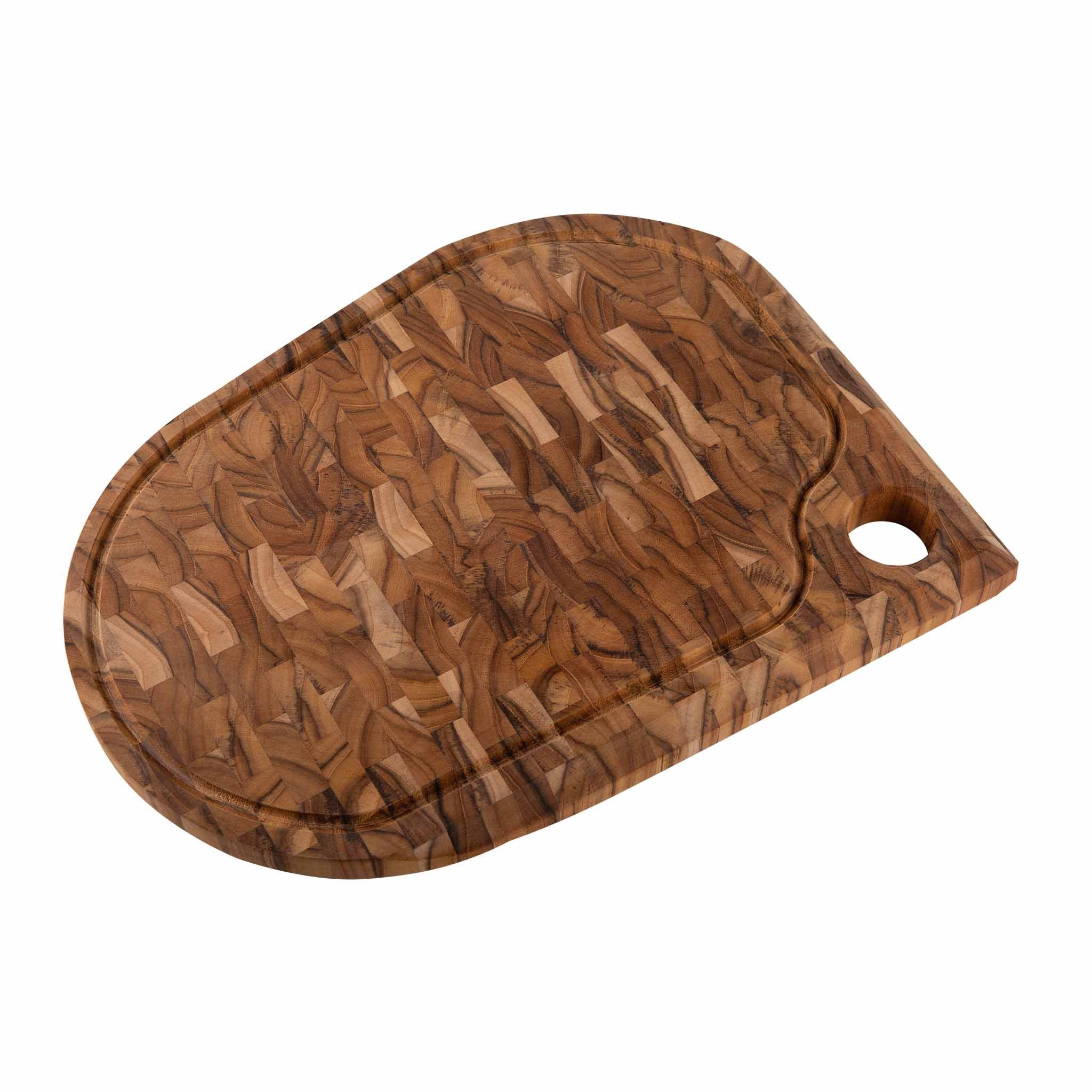 Tramontina Schneidebrett FOLIUM - FSC-zertifiziertes Teakholz, Stirnholz, Saftrille, Teak, 45 x 33 cm, praktische Saftrille, klingenschonend