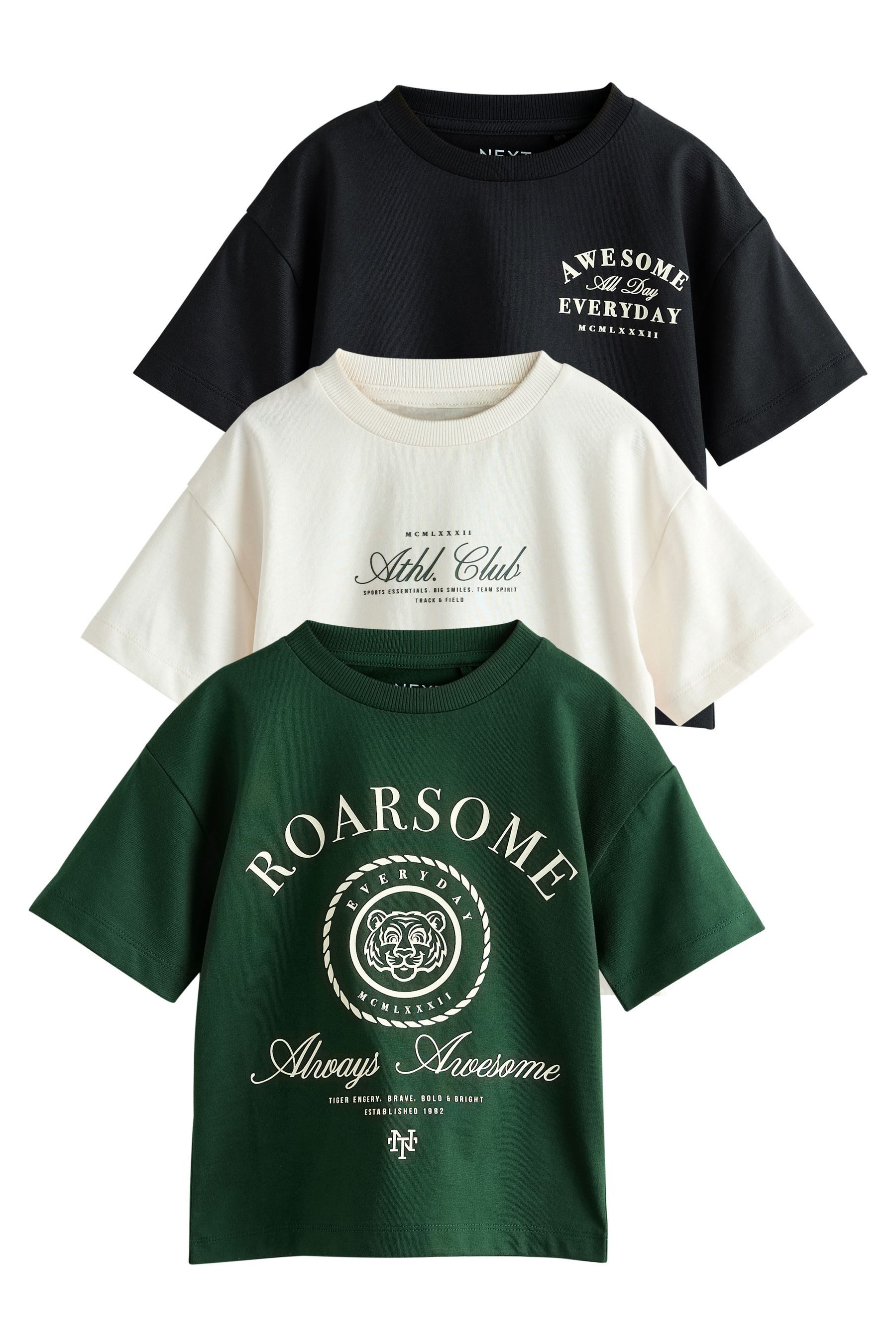 Langarmshirt Kurzarm-T-Shirts mit Grafik-Print im 3er-Pack