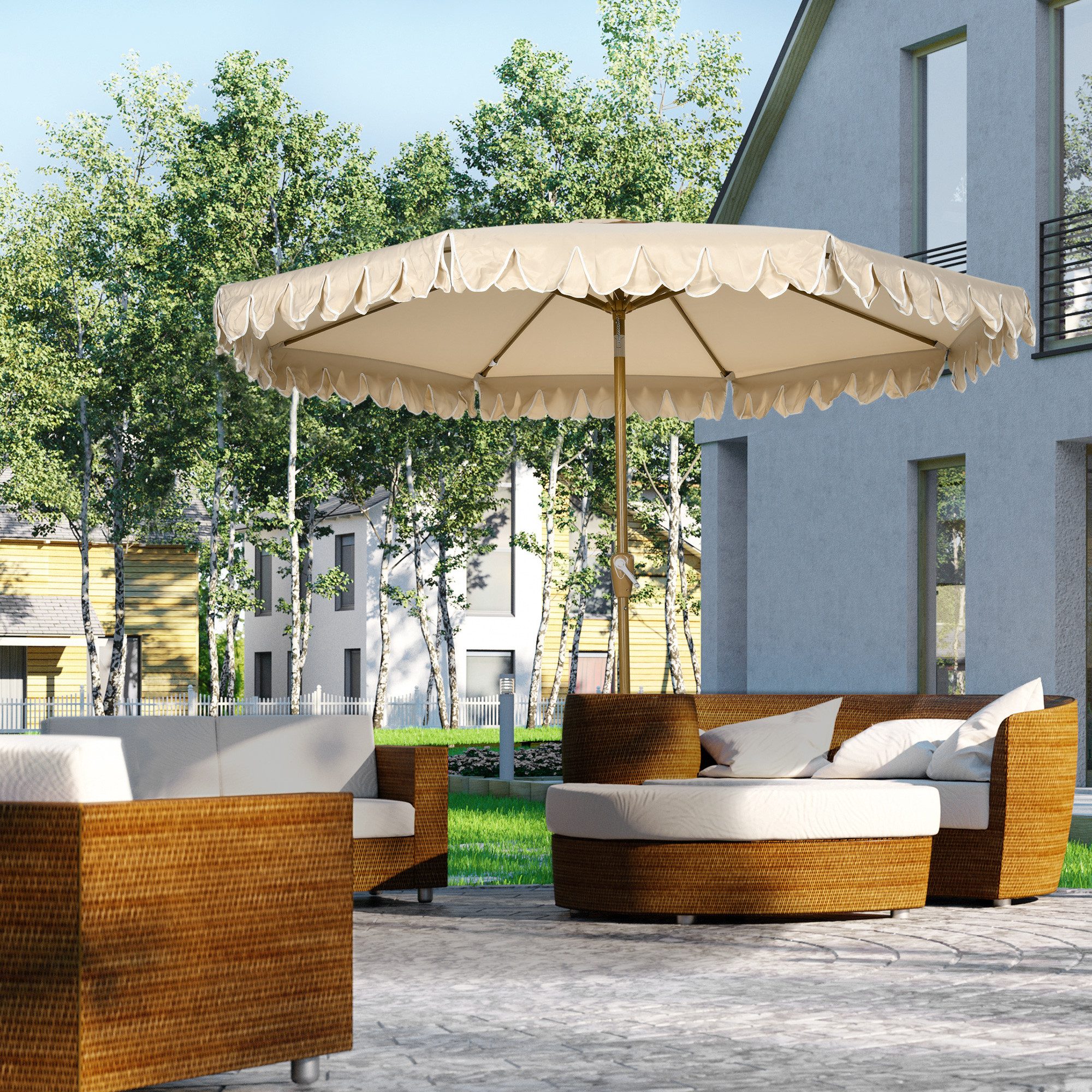 Outsunny Sonnenschirm verstellbarer Neigung, für Garten, günstig online kaufen