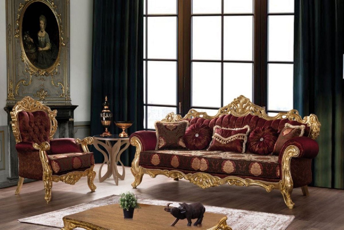 - Couchtisch Luxus Casa Barockstil Gold Padrino Barock - Couchtisch Prunkvoll Massivholz Barock - Wohnzimmertisch Edel & im Möbel