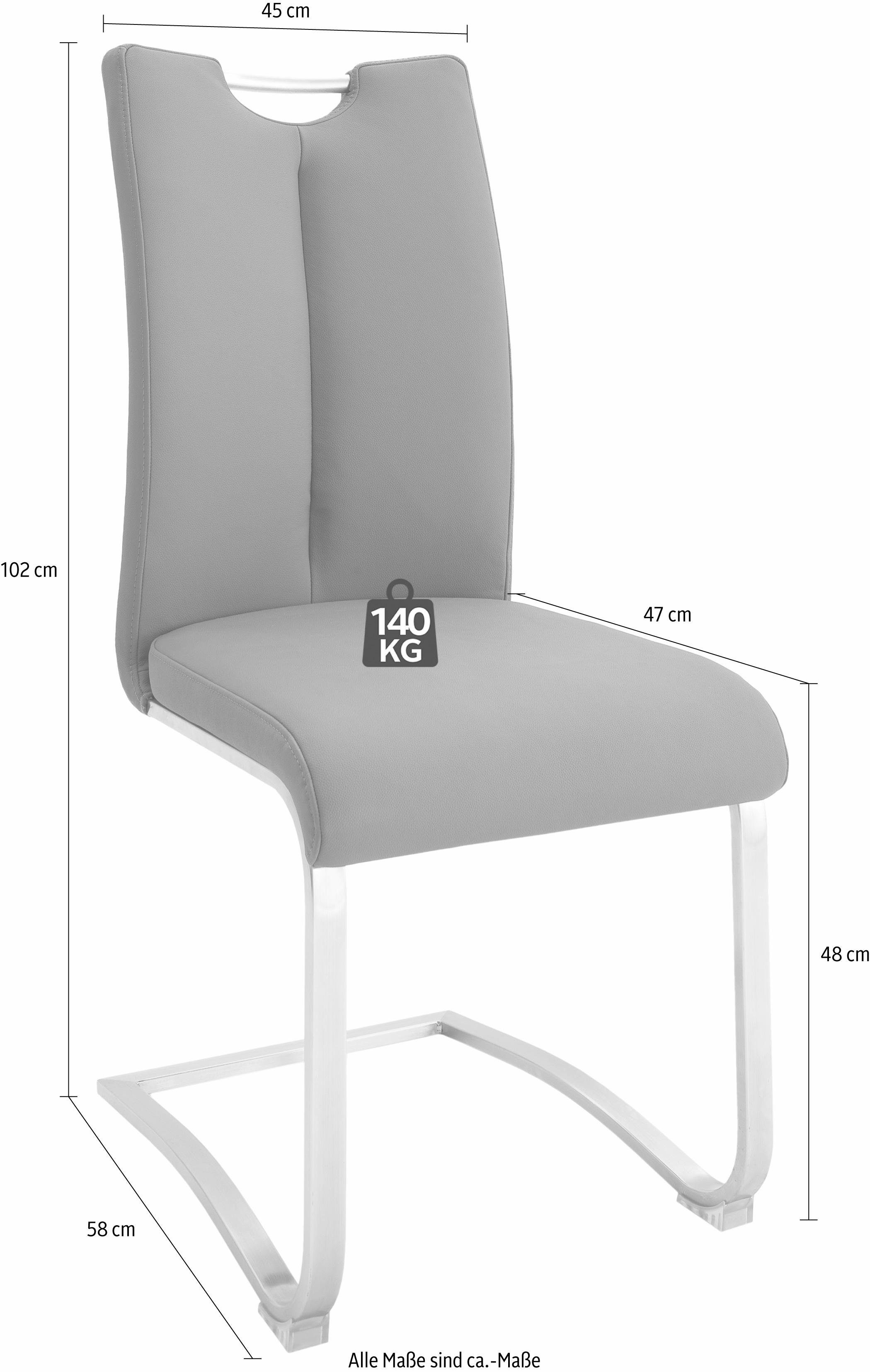 Raburg MCA Echtlederbezug, Stuhl 140 Artos (Set, | belastbar Schwarz/Edelstahl 2 furniture Freischwinger Kg bis St), mit Schwarz