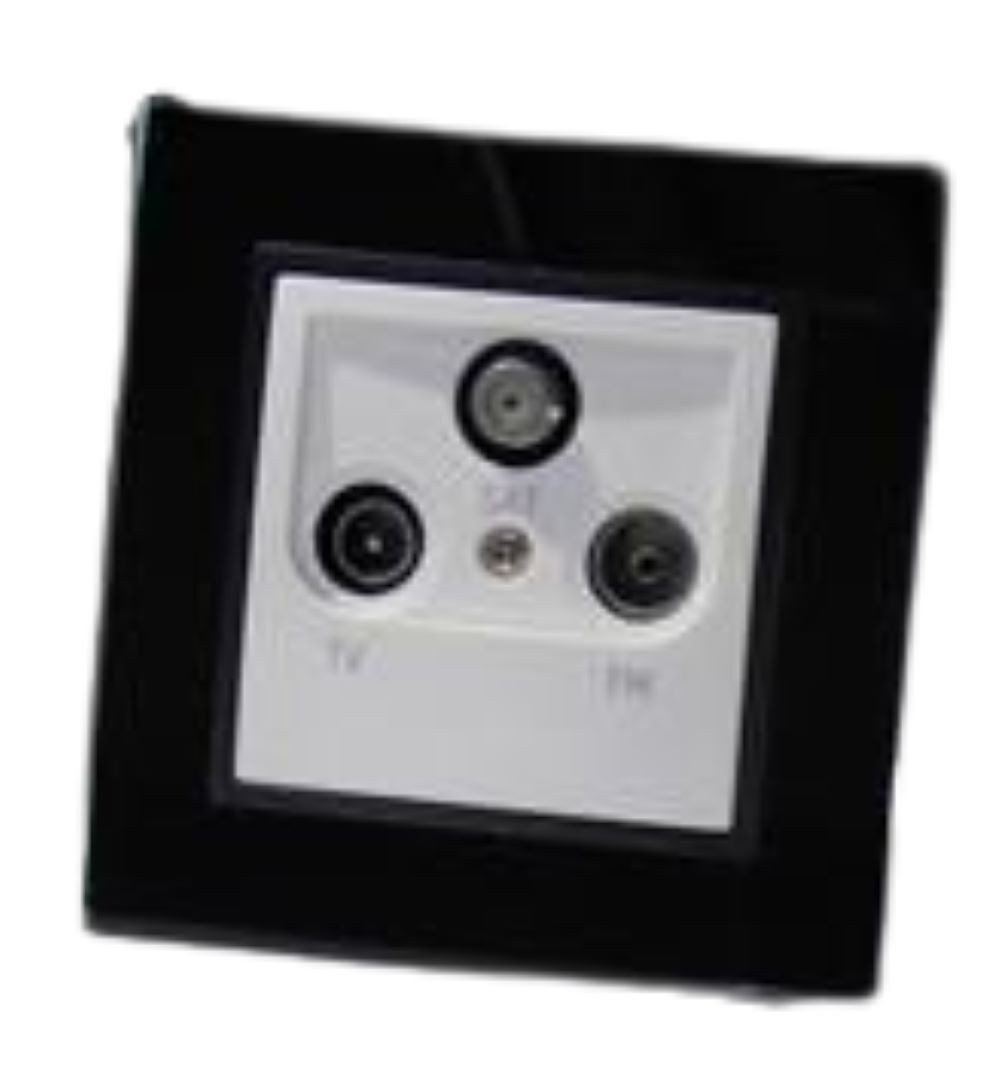 Lichtideen Schalter 7838 Abelka Nuovo schwarz GLAS 1 x Antennen Dose (Taster, Schalter, Anennendose, Steckdose mit USB lieferbar)