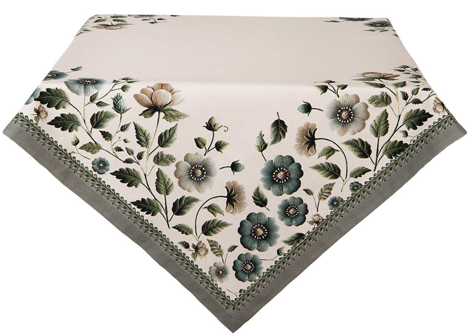 Clayre & Eef Tischdecke Gently Blooming (1-tlg, 1-teilig), quadratische Tischdecke Mitteldecke ca.100x100cm Baumwolle