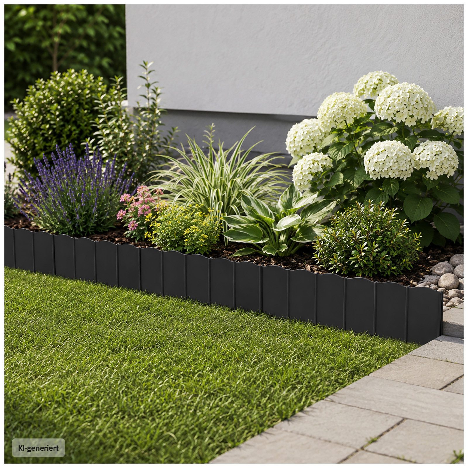 HTI-Living Beetumrandung Beetumrandung Nessa Wave 24-teilig Schwarz, LxH: 16x14 cm, Set, 24 Module, Beetbegrenzung Beeteinfassung – Bild 3 von 3