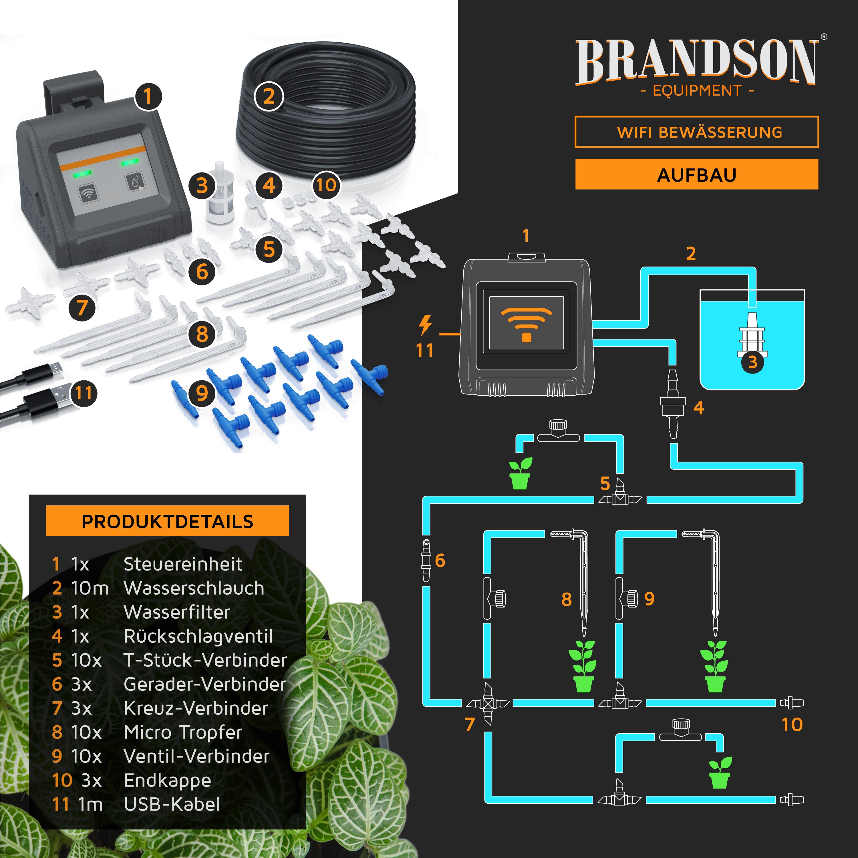 Brandson Bewässerungssteuerung Bewässerungssystem Wlan Wifi mit App, einstellbares Wasservolumen, (1-tlg), 2,4 Ghz, automatische Tropfbewässerung für max 10 Pfl – Bild 4 von 5
