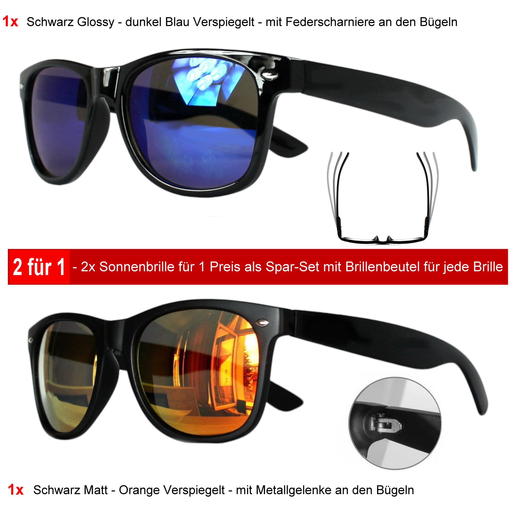 Rennec Sonnenbrille (Spar-Set Retro Sonnenbrillen 1x günstig online kaufen