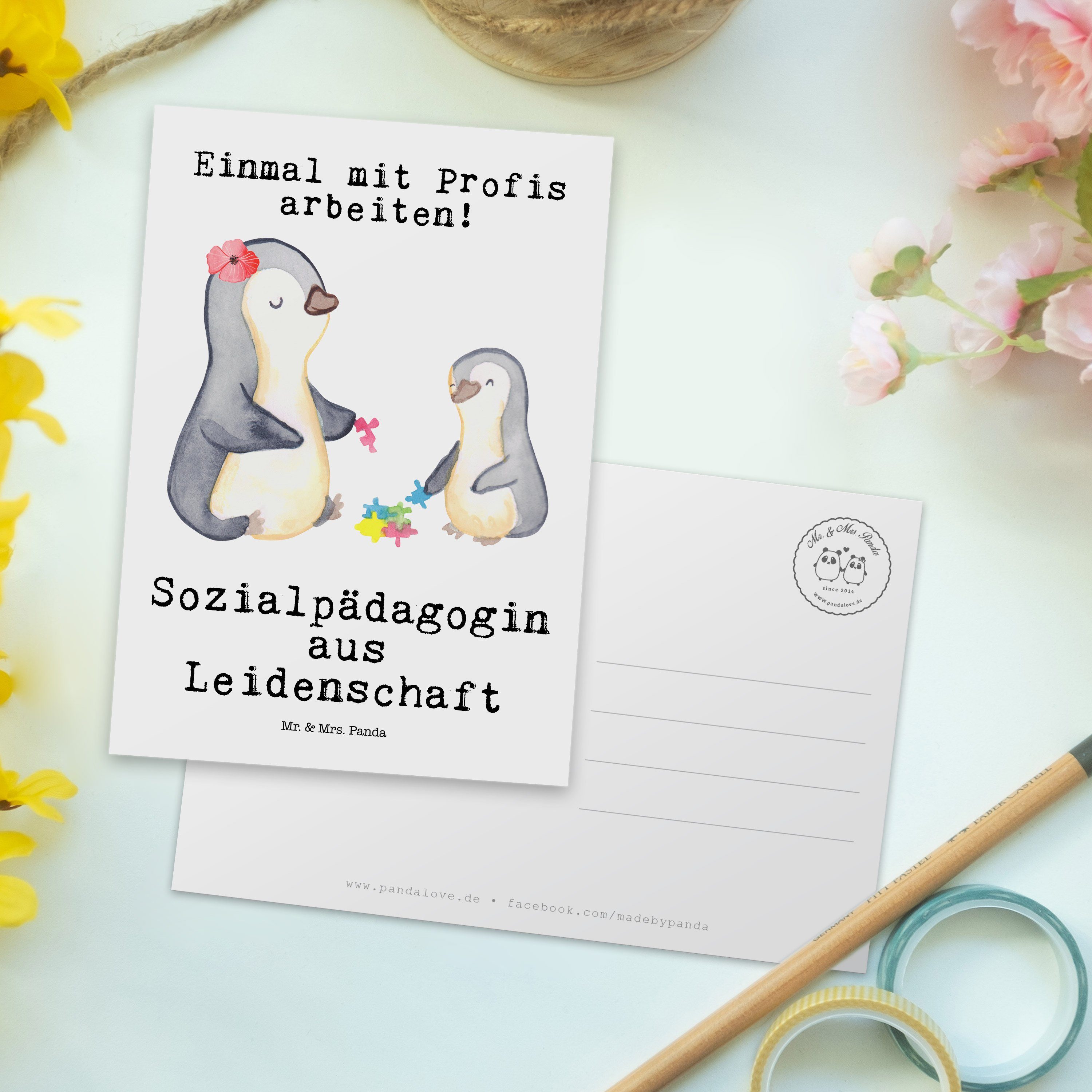 - Geburtstagskarte & Sozialpädagogin Mr. Geschenk, Weiß aus - Mrs. Leidenschaft Panda Postkarte