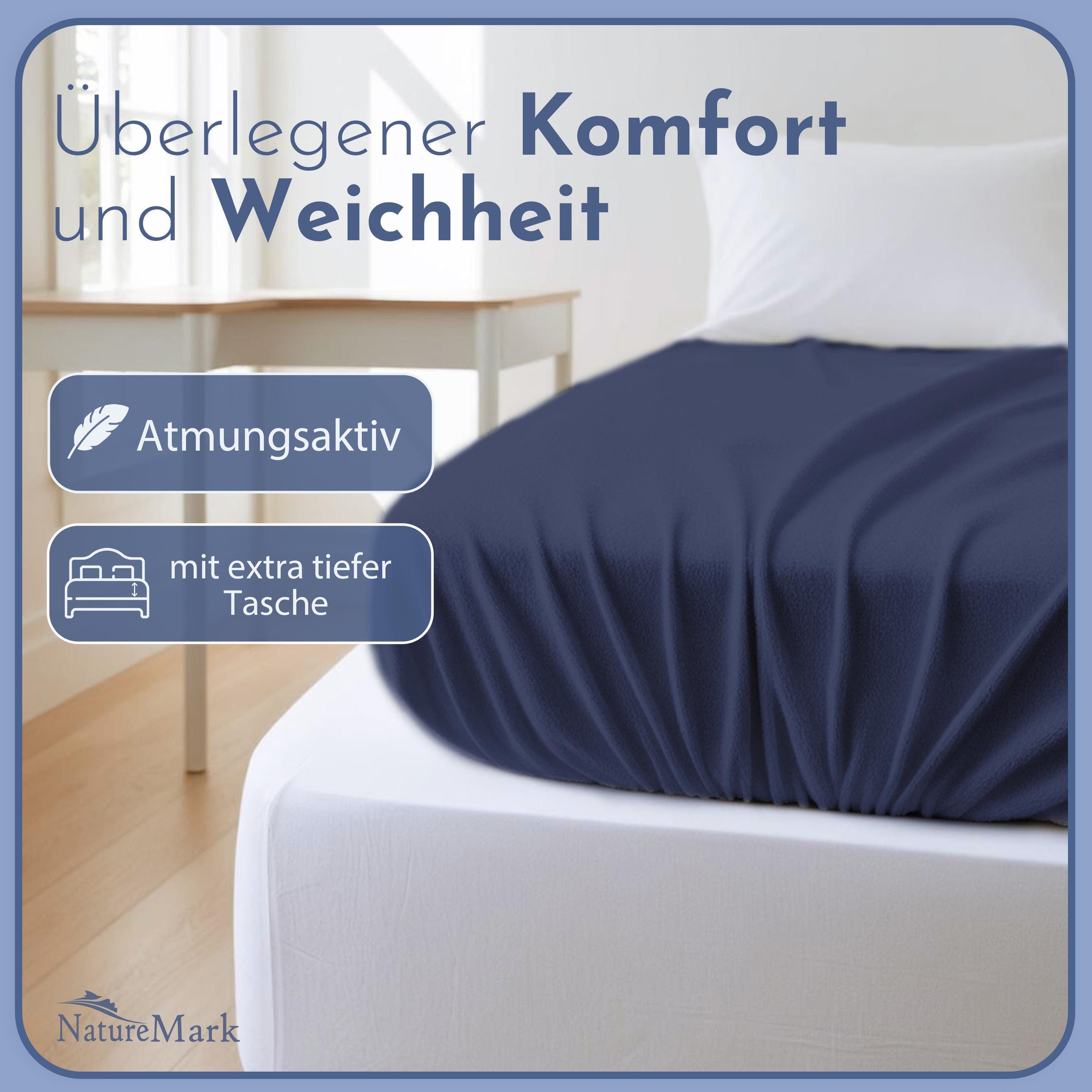 NatureMark Spannbettlaken Frottee Spannbetttuch, 80% Baumwolle / 20% Polyester, Gummizug: rundum, (1 Stück), Spannbetttuch in vielen Größen und Farben – Bild 2 von 5