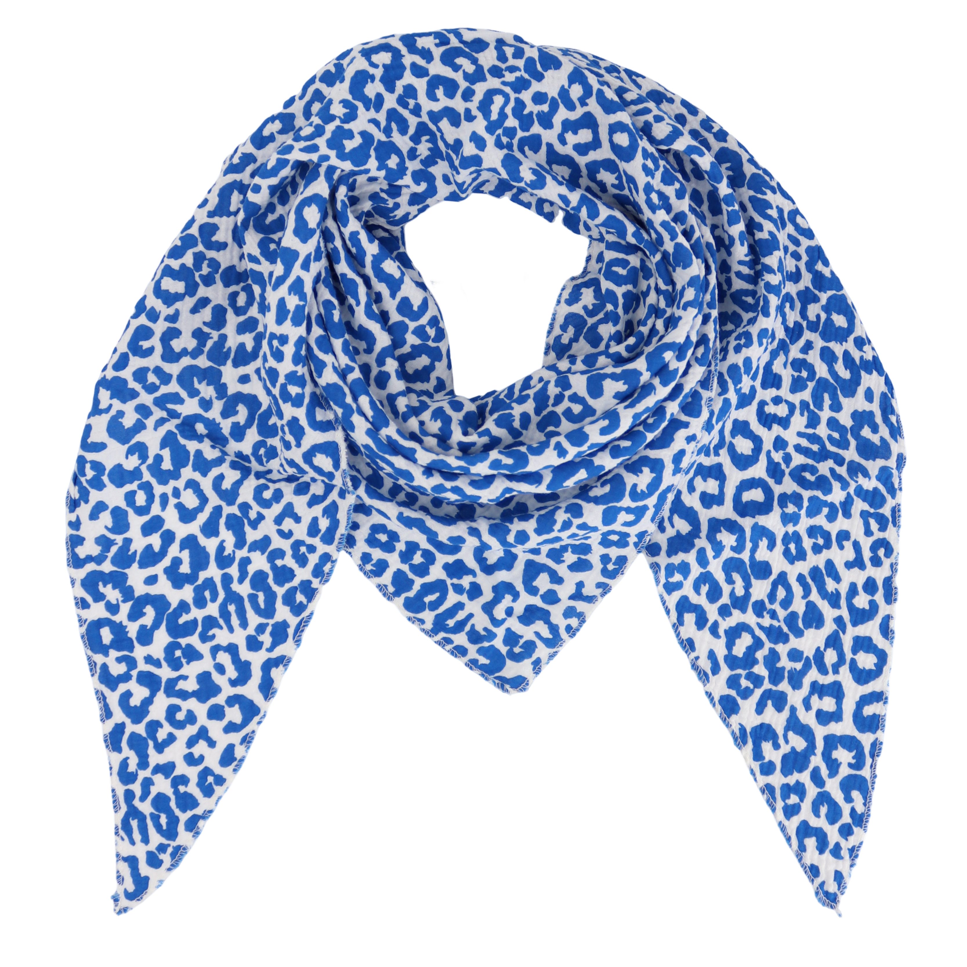 MIRROSI Dreieckstuch Aus Musellin Dreiecksschal ca.195x80 cm, Made in Italy, (leicht, ideal für das ganze Jahr, 100% Baumwolle), in tollen Farben (Leo Muster)