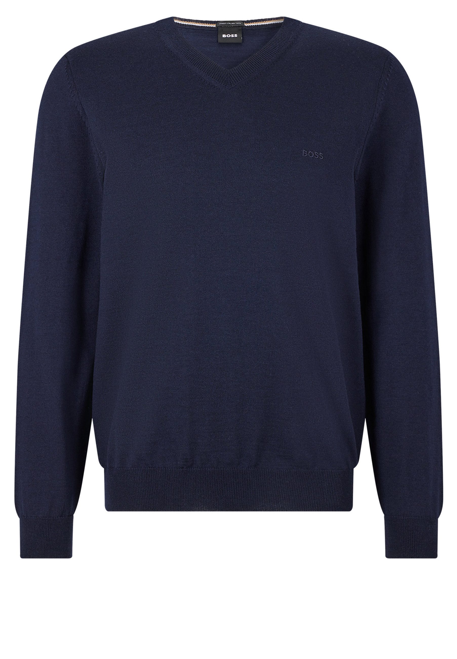 BOSS Strickpullover Baram-L mit Logo-Stick (1-tlg)