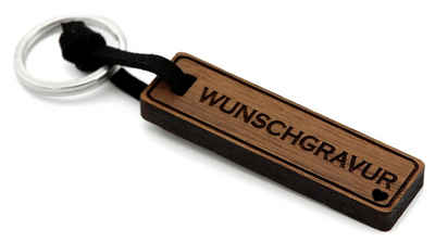 NaturSchatulle Schlüsselanhänger mit Gravur »aus Holz Personalisiert« (mit Edelstahl Schlüsselring), individueller Schlüsselbund Geschenkidee