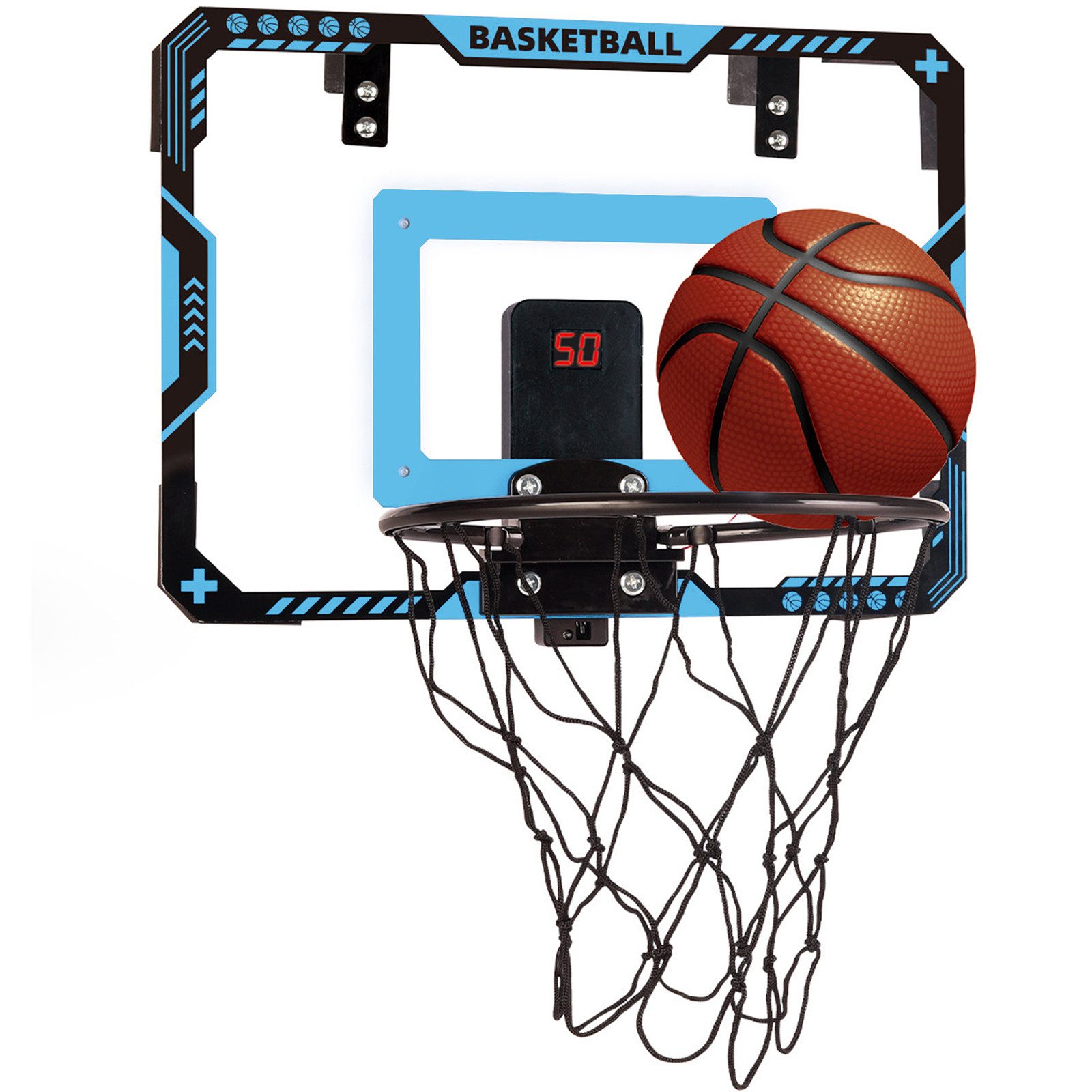 AIMAX Basketballkorb Mini Basketballkorb Indoor fürs Kinder, mit Automatischer Wertung (Set, 1), Höhenverstellbare Outdoor Basketballkörbe, über der Tür