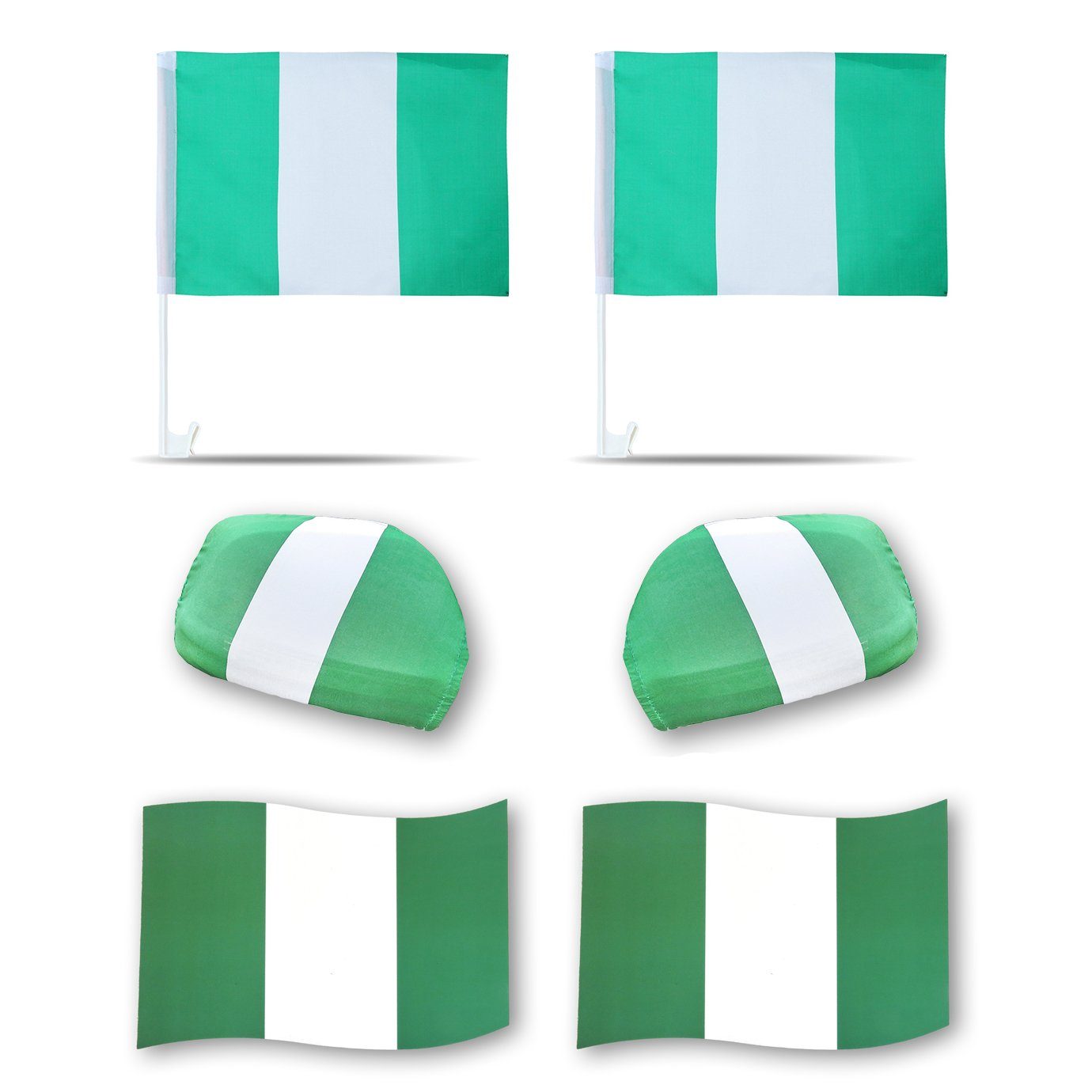 Originelli Flaggen, Fanpaket Fahne Sonia Fußball 3D-Effekt Nigeria Außenspiegel 3D "Nigerien" Magnet Magnete: