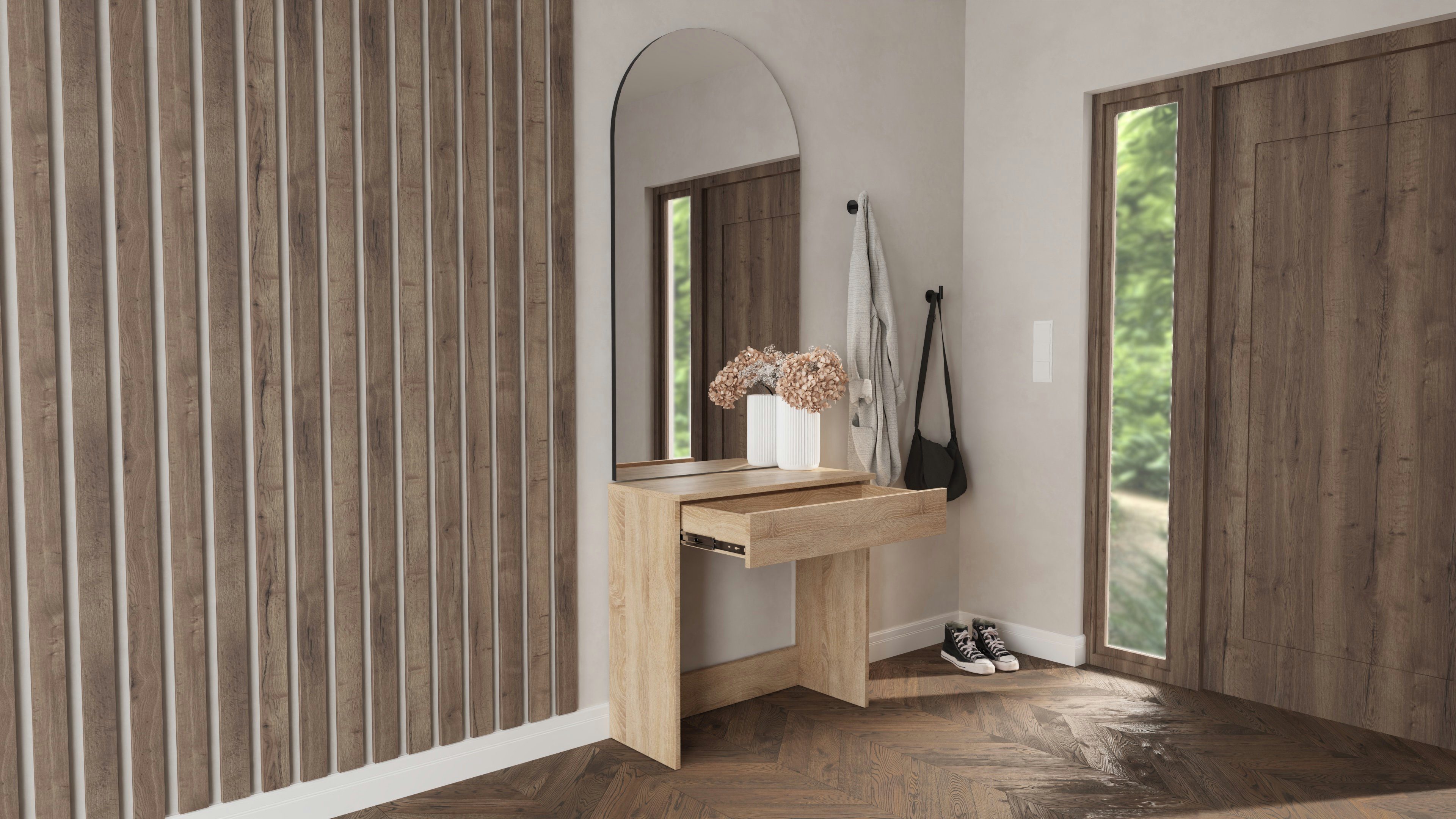 Platan Room Schminktisch Schminktisch Kosmetiktisch mit Schublade Frisierkommode 80x35x77 cm