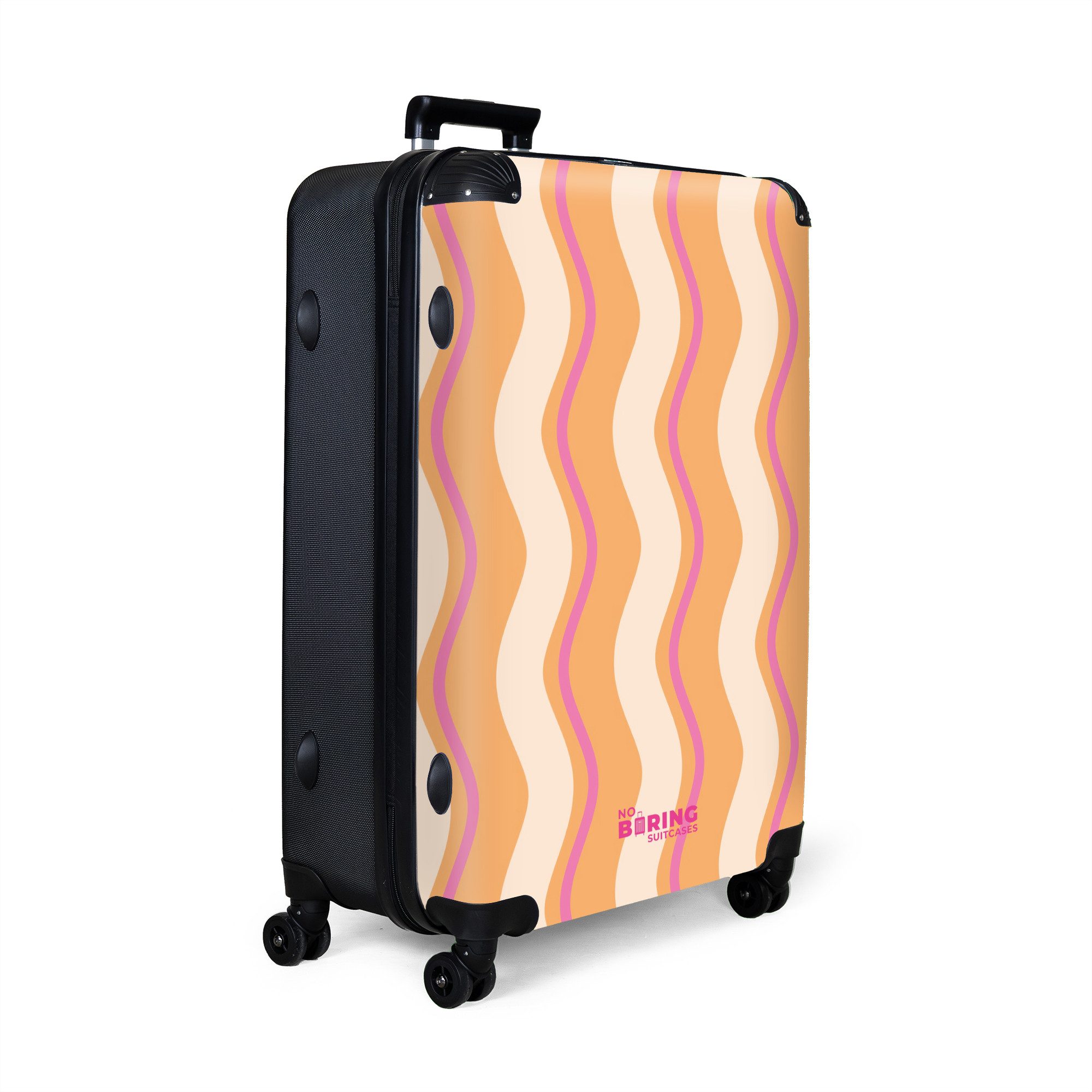NoBoringSuitcases.com© Hartschalen-Trolley Wellenförmige Streifen in Orange günstig online kaufen