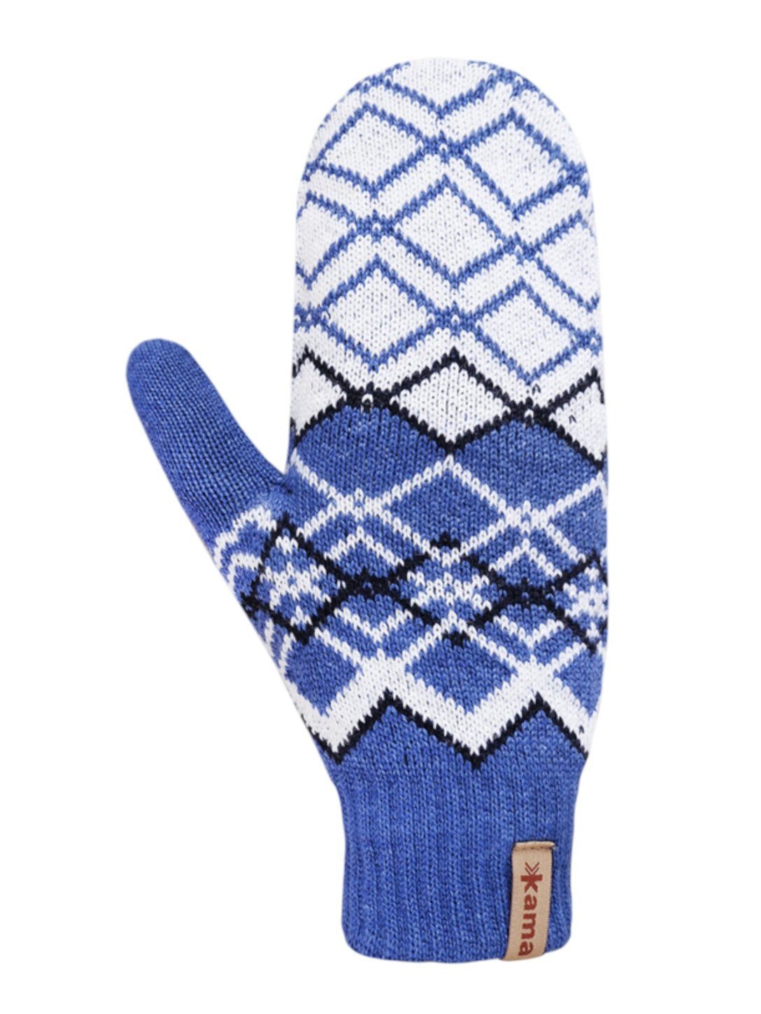kama Fäustlinge Winterhandschuhe R112 aus Merinowolle - denimblau/weiss - 1 Paar