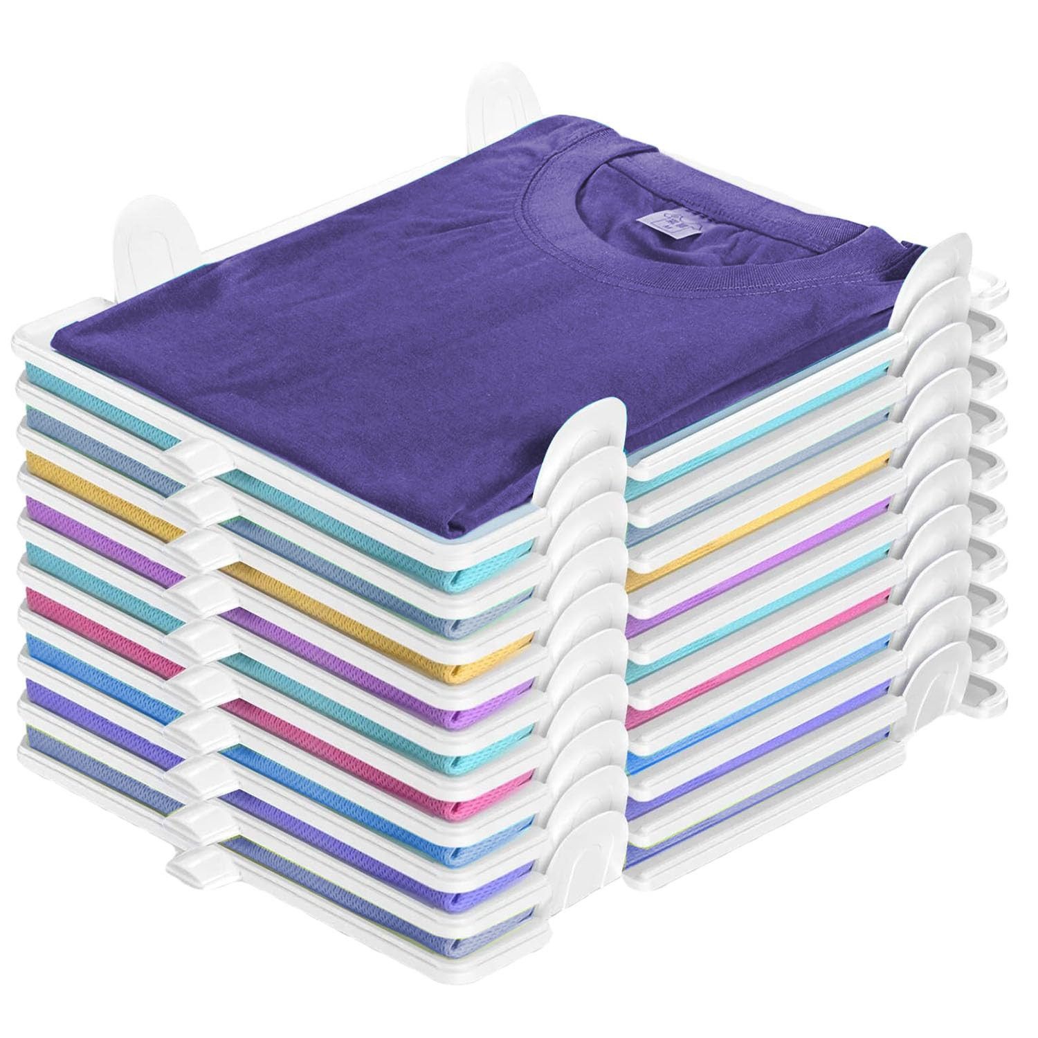 FOUORTUNATE-BEE Aufbewahrungsbox Stapelbare T-Shirt Organizer für Schrank und Kleiderregal Set (10 St), Für T-Shirts Hemden Kinderkleidung Pullover und Hosenfach