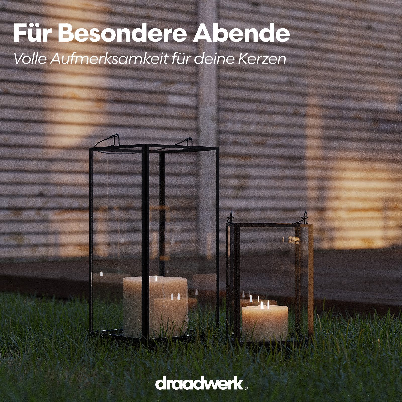 draadwerk® Kerzenlaterne Einfaches Laternen 2er Set Glas/Metall