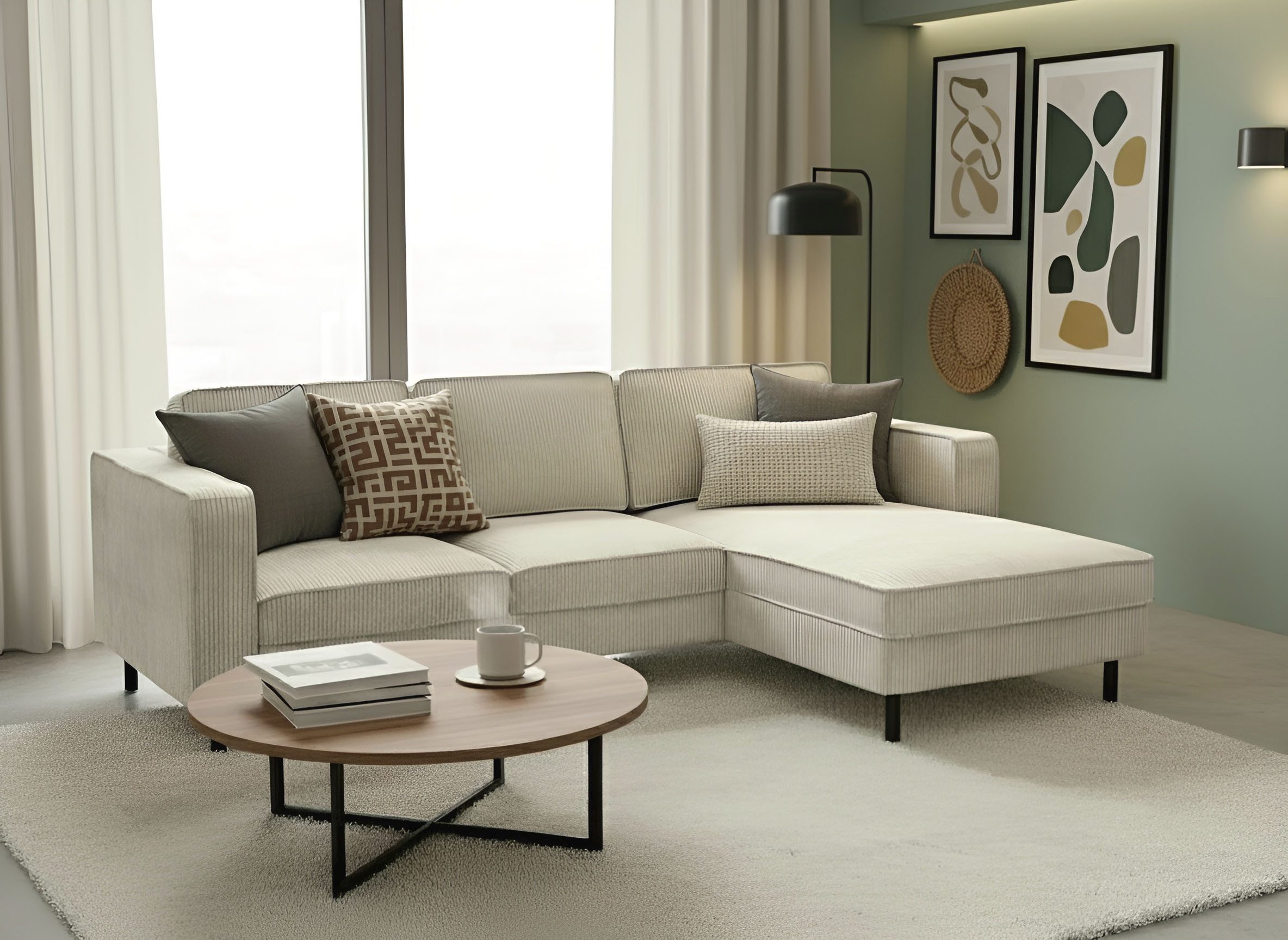 TRENDMANUFAKTUR Ecksofa Watkins, Couch wahlweise mit Schlaffunktion & Bettkasten, auch in Cord, Recamiere beidseitig montierbar, Sofa in L-Form, Breite 232 cm