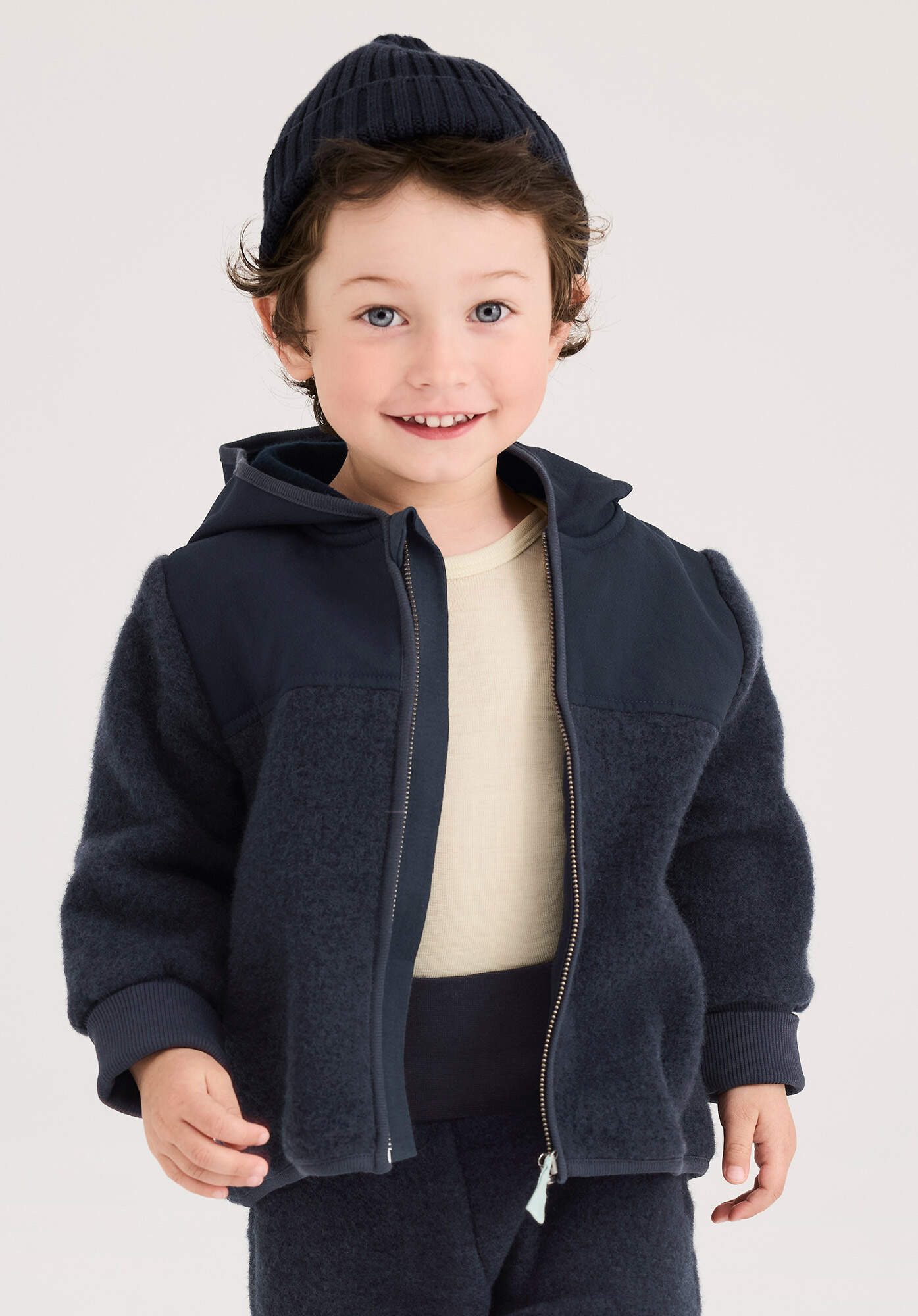 Hessnatur Fleecejacke aus Bio-Merinowolle mit Softshell (1-St)