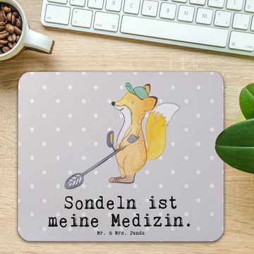 Mr. & Mrs. Panda Mauspad Fuchs Metalldetektor - Grau Pastell - Geschenk, Büroausstattung, Mous (1-St), Rutschfest