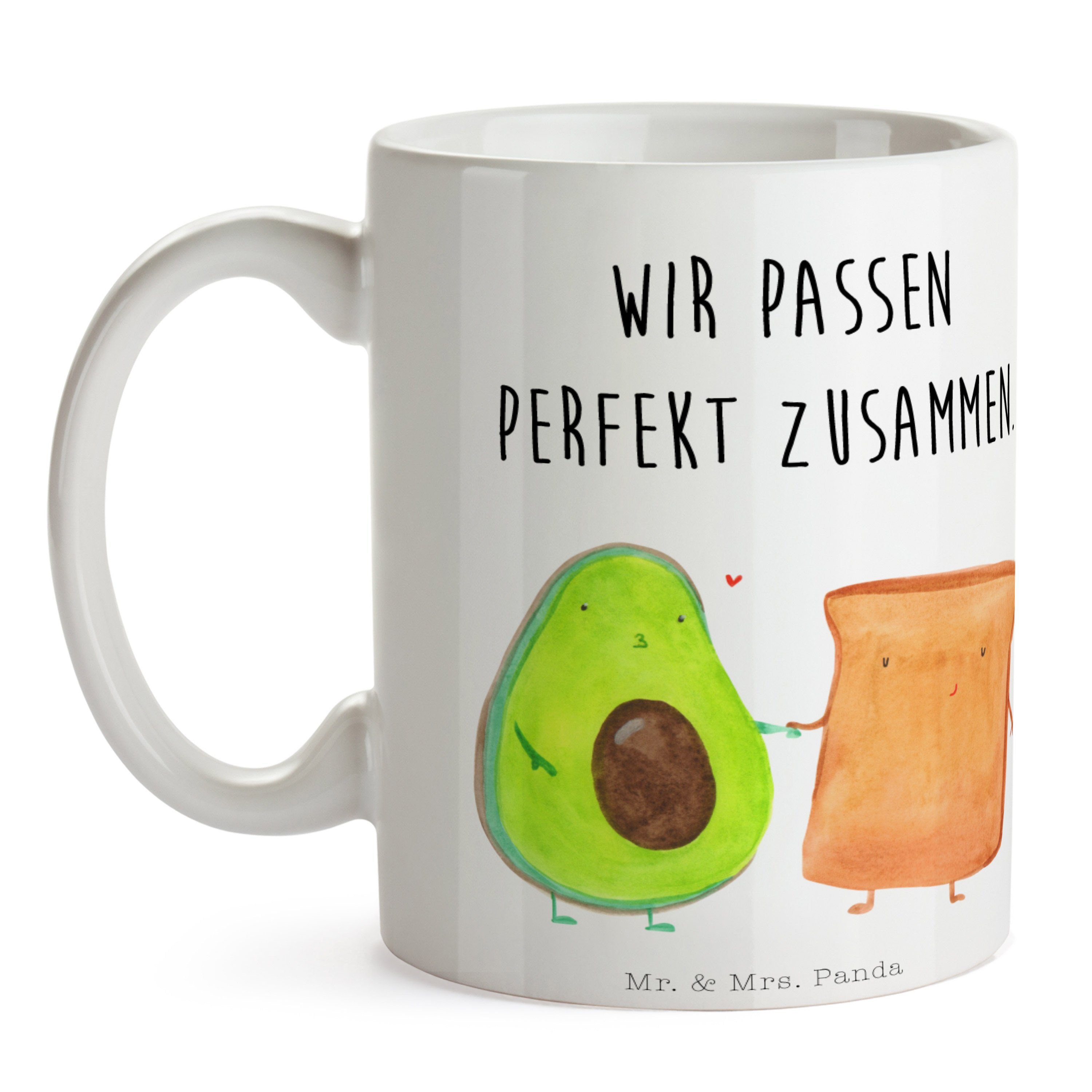 Mr. & Geschenk, Weiß + Mrs. Keramik Vegan, Liebe, Avocado Porzellantasse, - Tasse Toast Panda - Toas