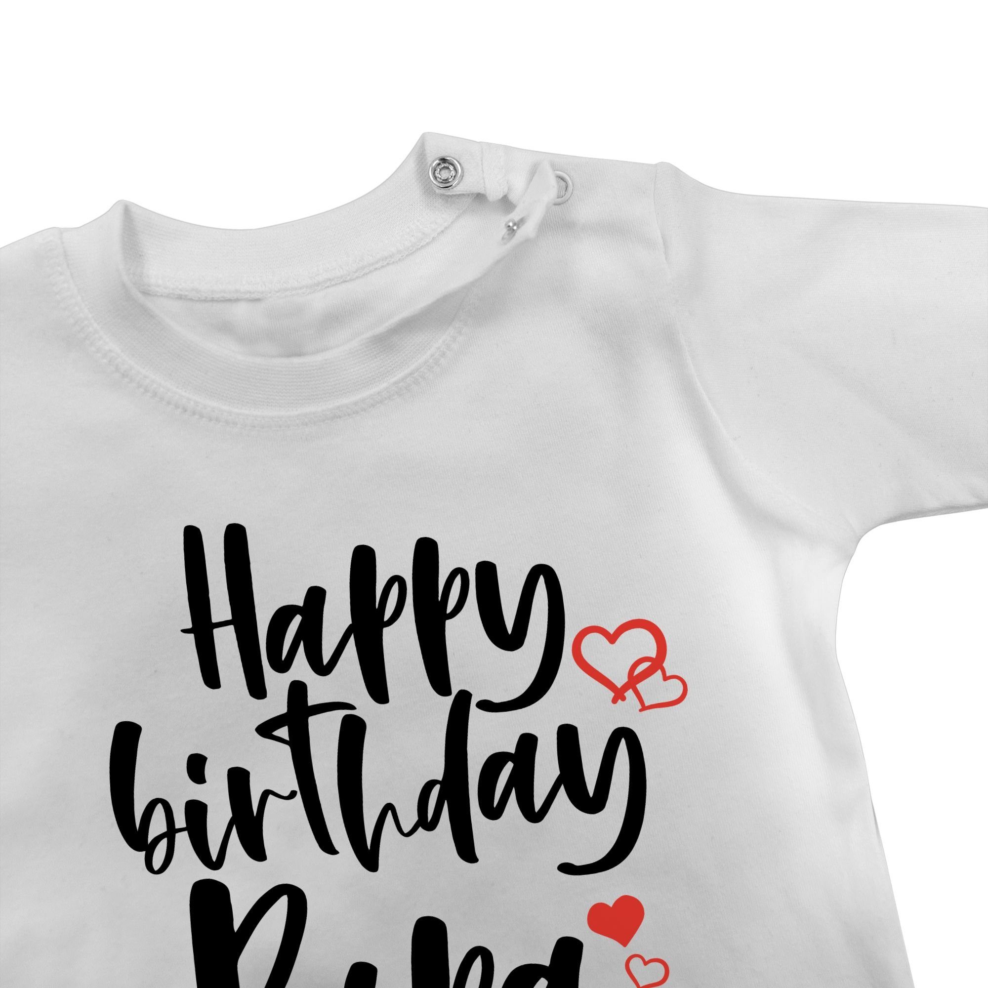 Birthday Shirtracer Papa Baby 2 & Happy T-Shirt Strampler Mädchen Junge Weiß