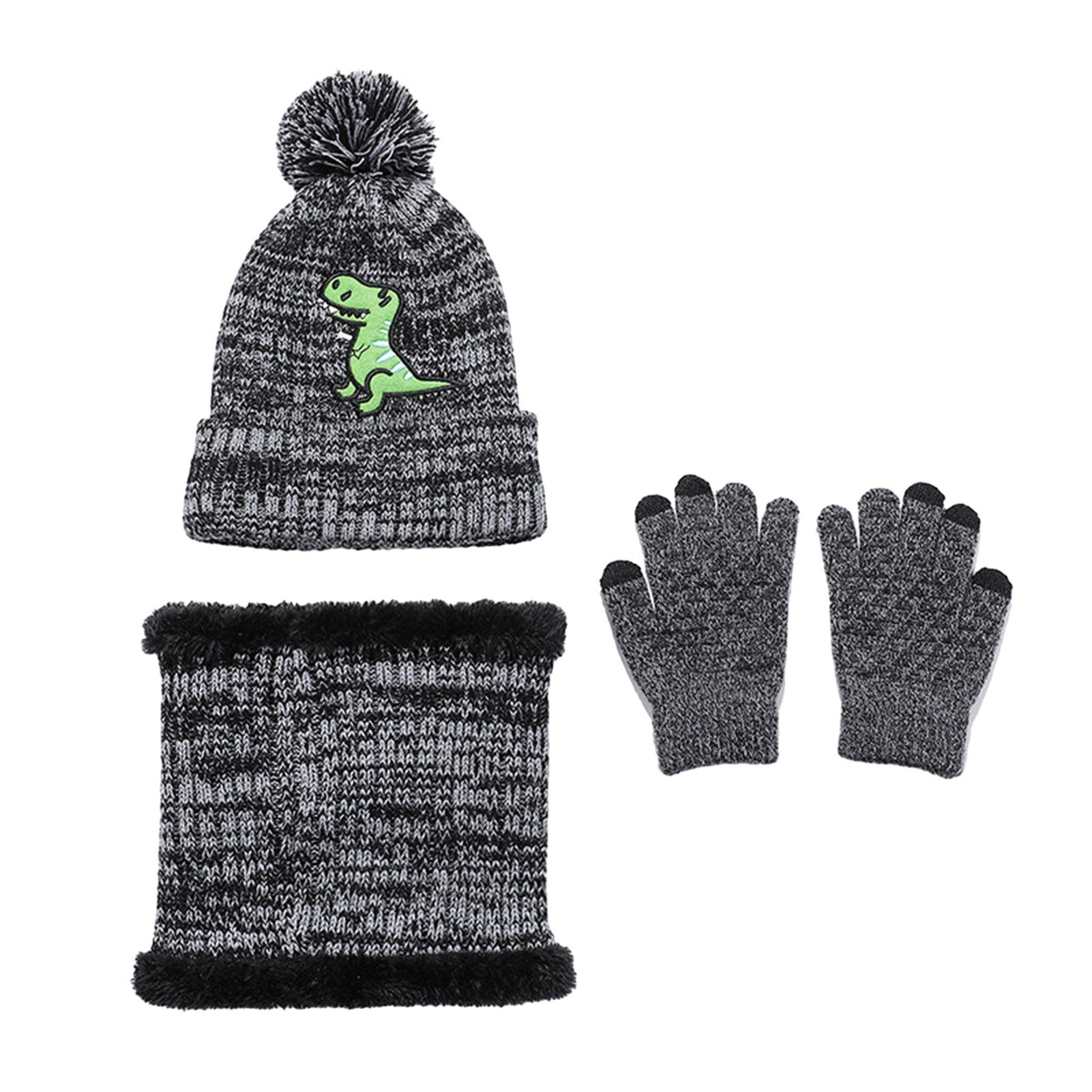 3in1 Schal Set Rutaqian Jahre) Kinder Set Mütze & Schal 2-8 Handschuhe Winter Handschuhe Set (Strickmütze Hut runder Wintermütze Schal Kinder Hut Cartoon Gelb für Beanie Kinder Jungen Mütze