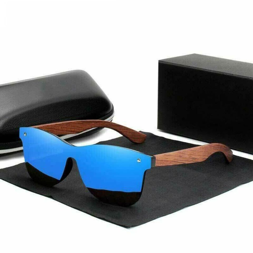 Lamon Sonnenbrille Fashion Polarized Herren Naturholz Sonnenbrille Radfahren UV400 blue