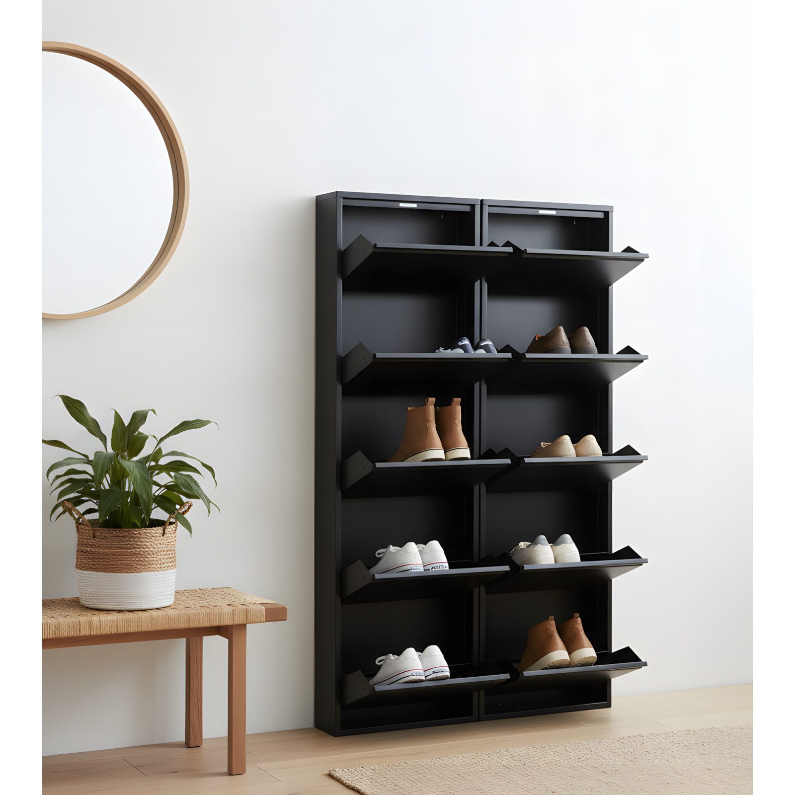 ebuy24 Schuhschrank Pisa Schuhschrank mit 10 Klappen/ Türen in Metall
