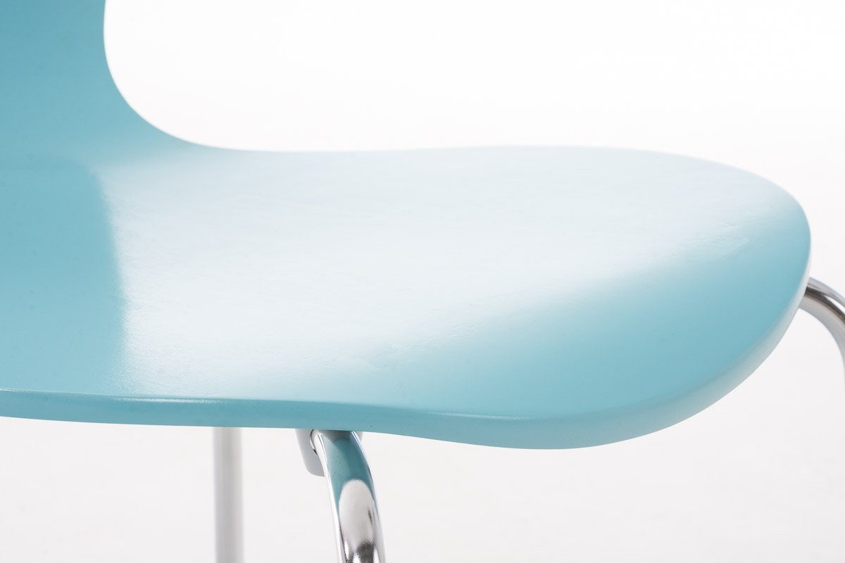 (Besprechungsstuhl Gestell: Metall - hellblau geformter Warteraumstuhl ergonomisch - TPFLiving Messestuhl), Konferenzstuhl - - Sitzfläche Calisso Besucherstuhl chrom Holz Sitzfläche: mit