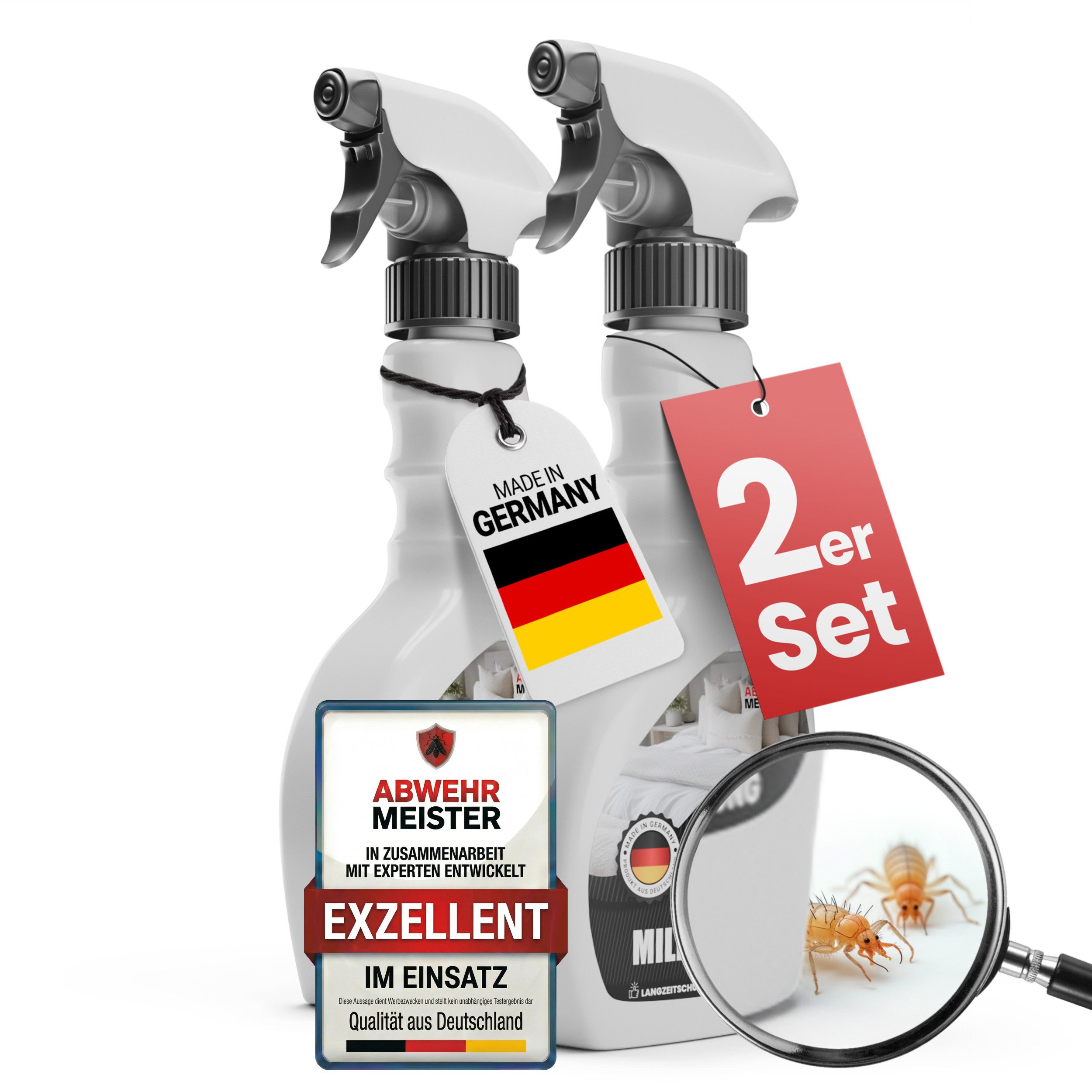 ABWEHR MEISTER Milbenspray Milbenspray für Matratzen & Polster [500 ml], 2-St.