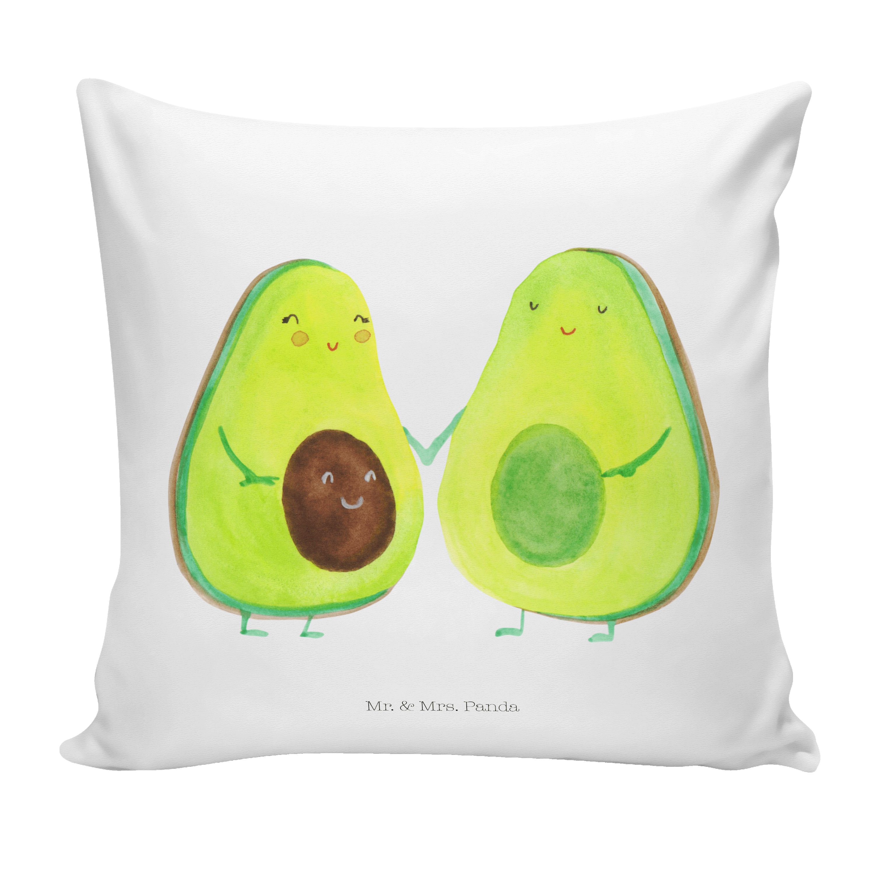 Mr. & Mrs. Panda Dekokissen Avocado Pärchen - Weiß - Geschenk, Kissenhülle, Gesund, Geburt, Veggi